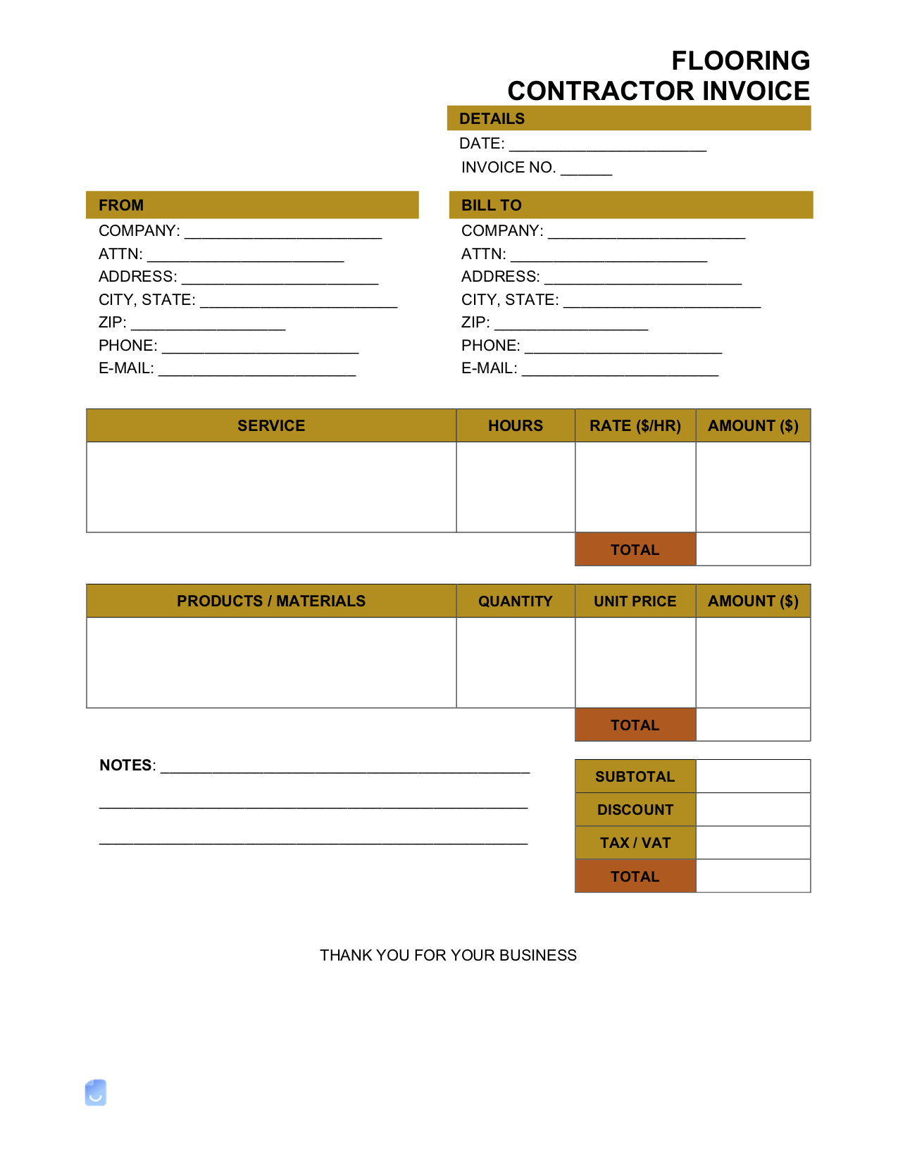 sample flooring installation invoice template