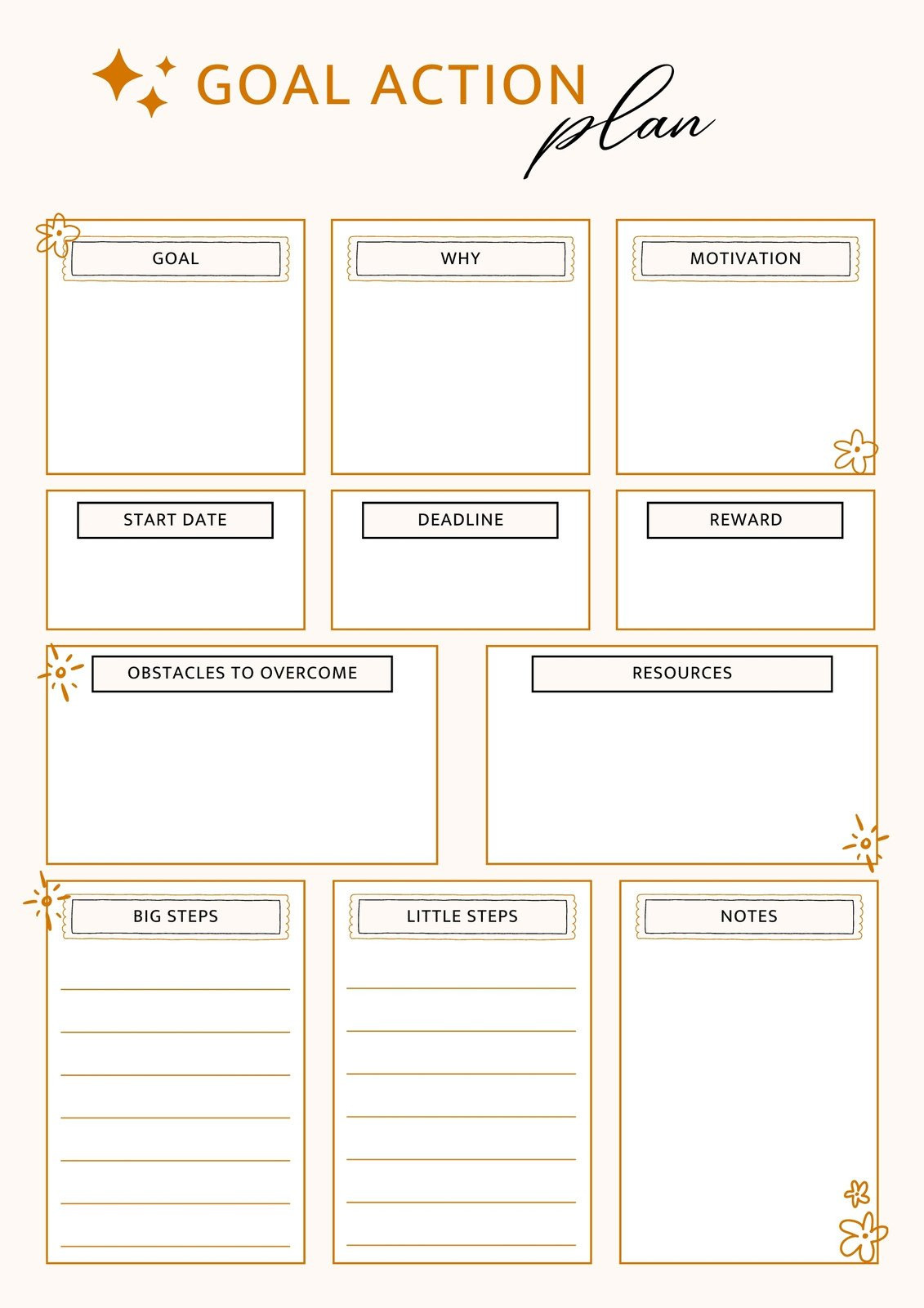 sample personal goal planner template