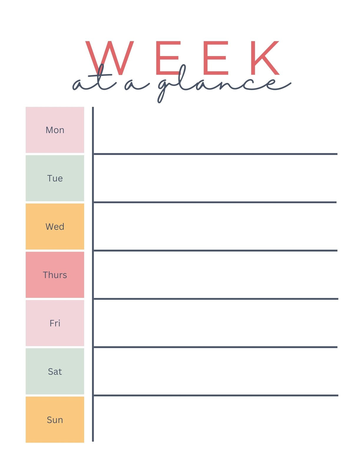 sample weekly planning template