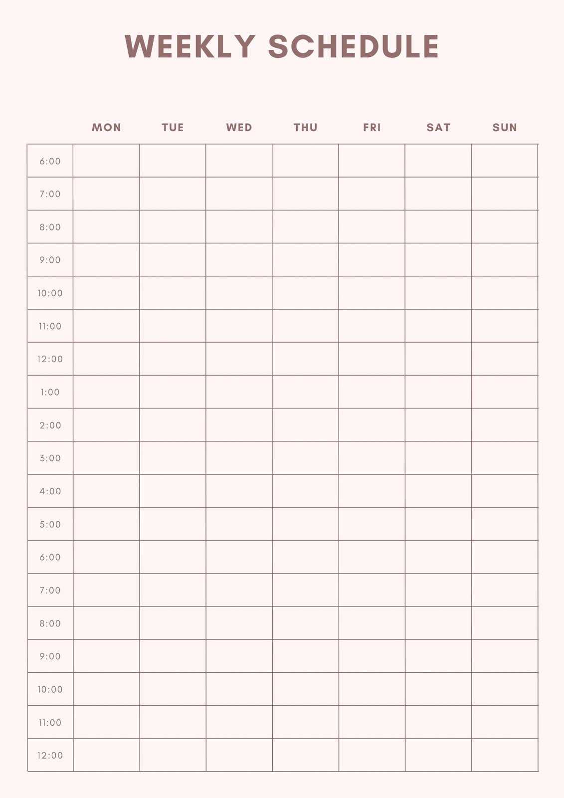 sample weekly planning template