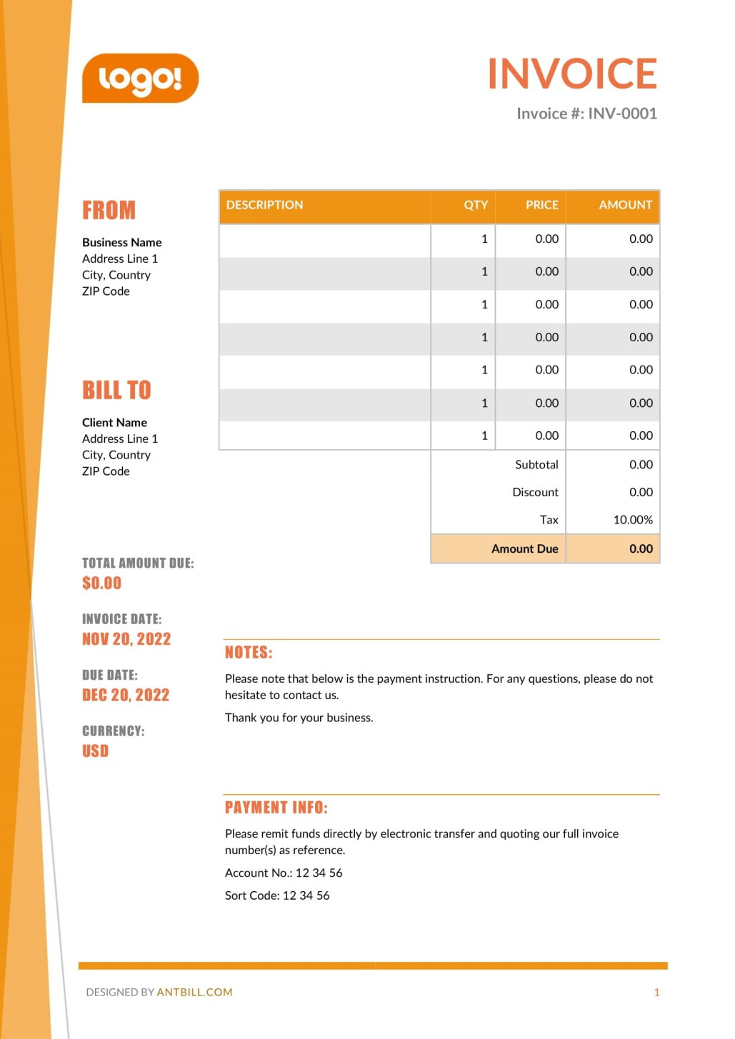 sample audio engineer invoice template