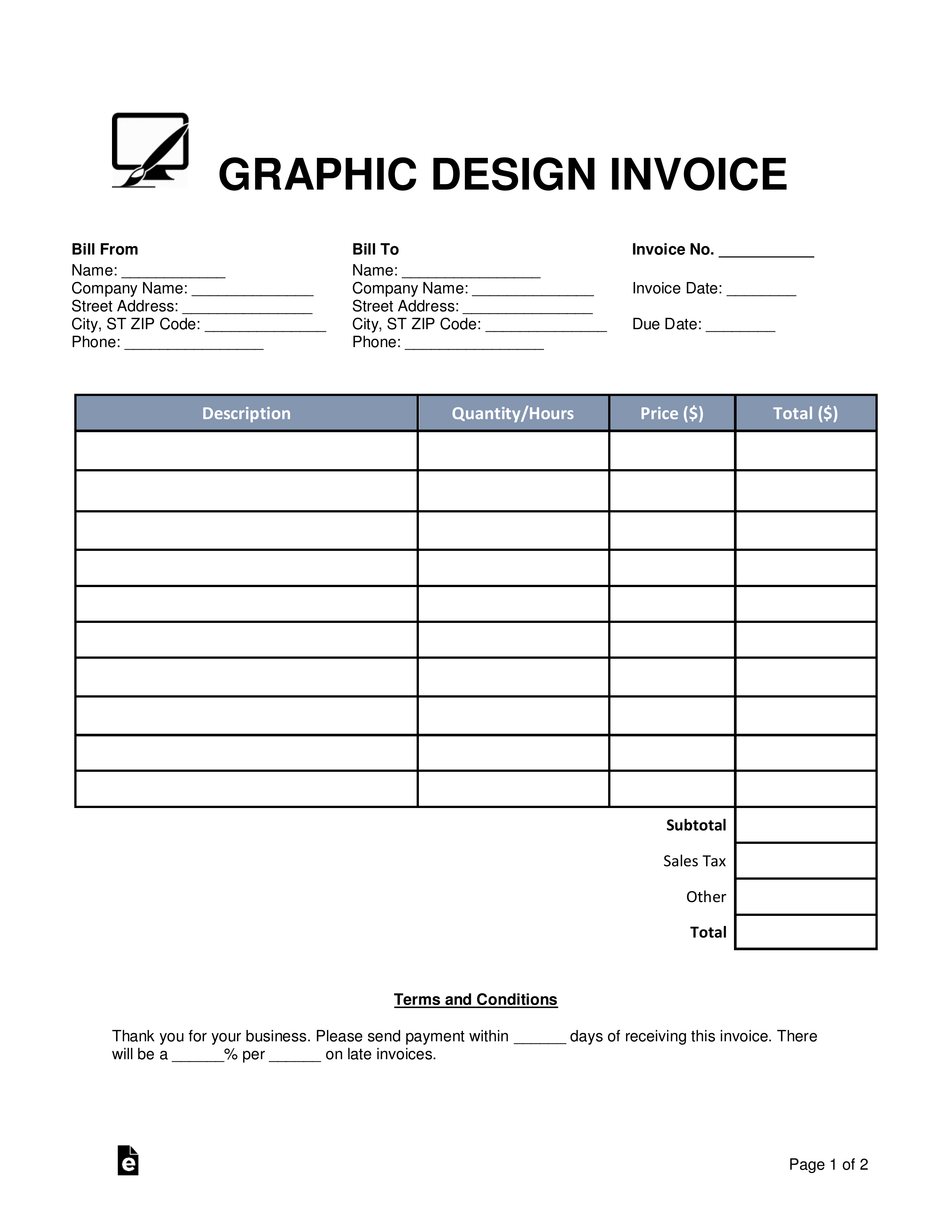 sample invoice blank template