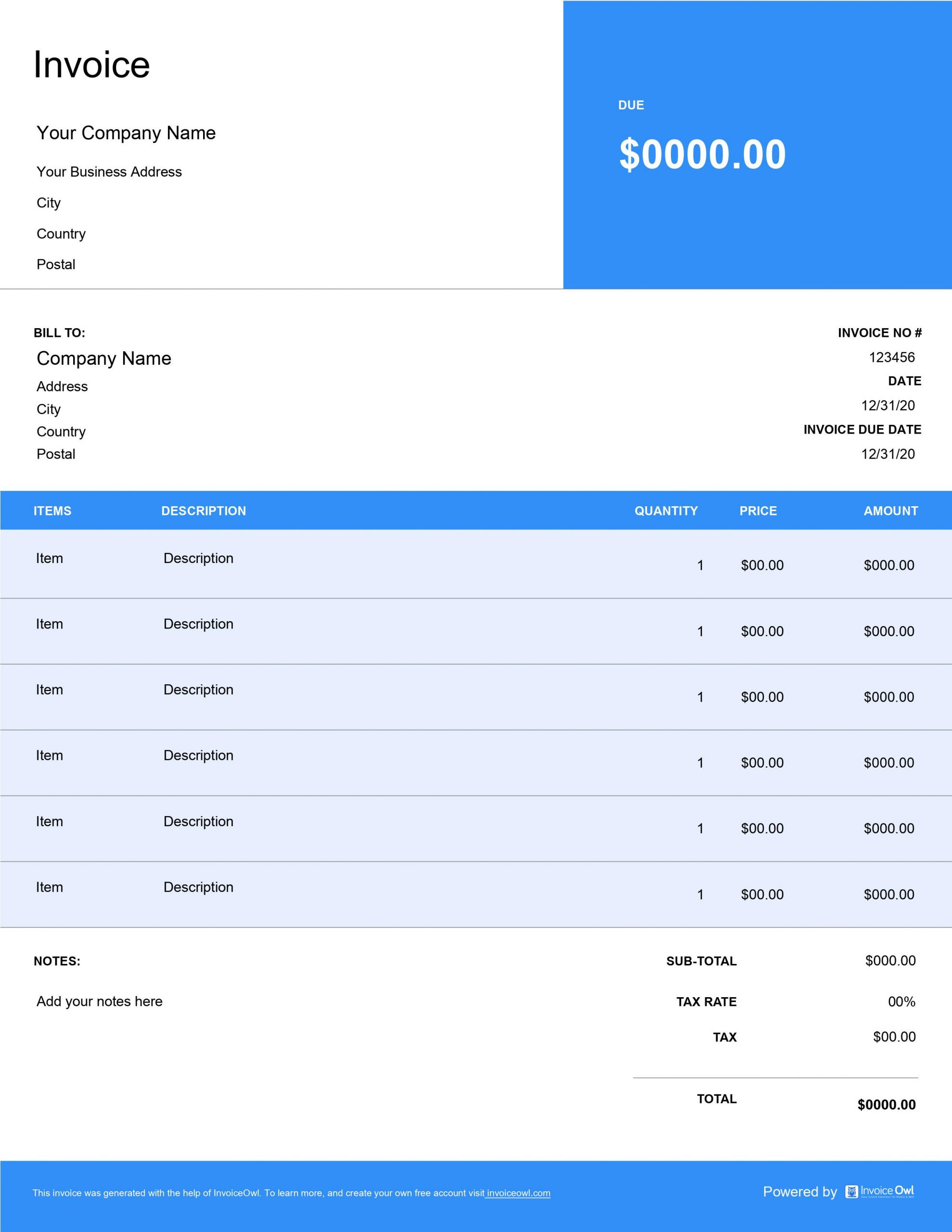 rent a car invoice template