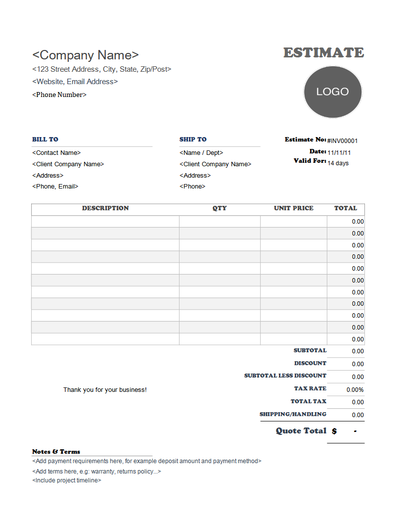 sample office cleaning estimate template