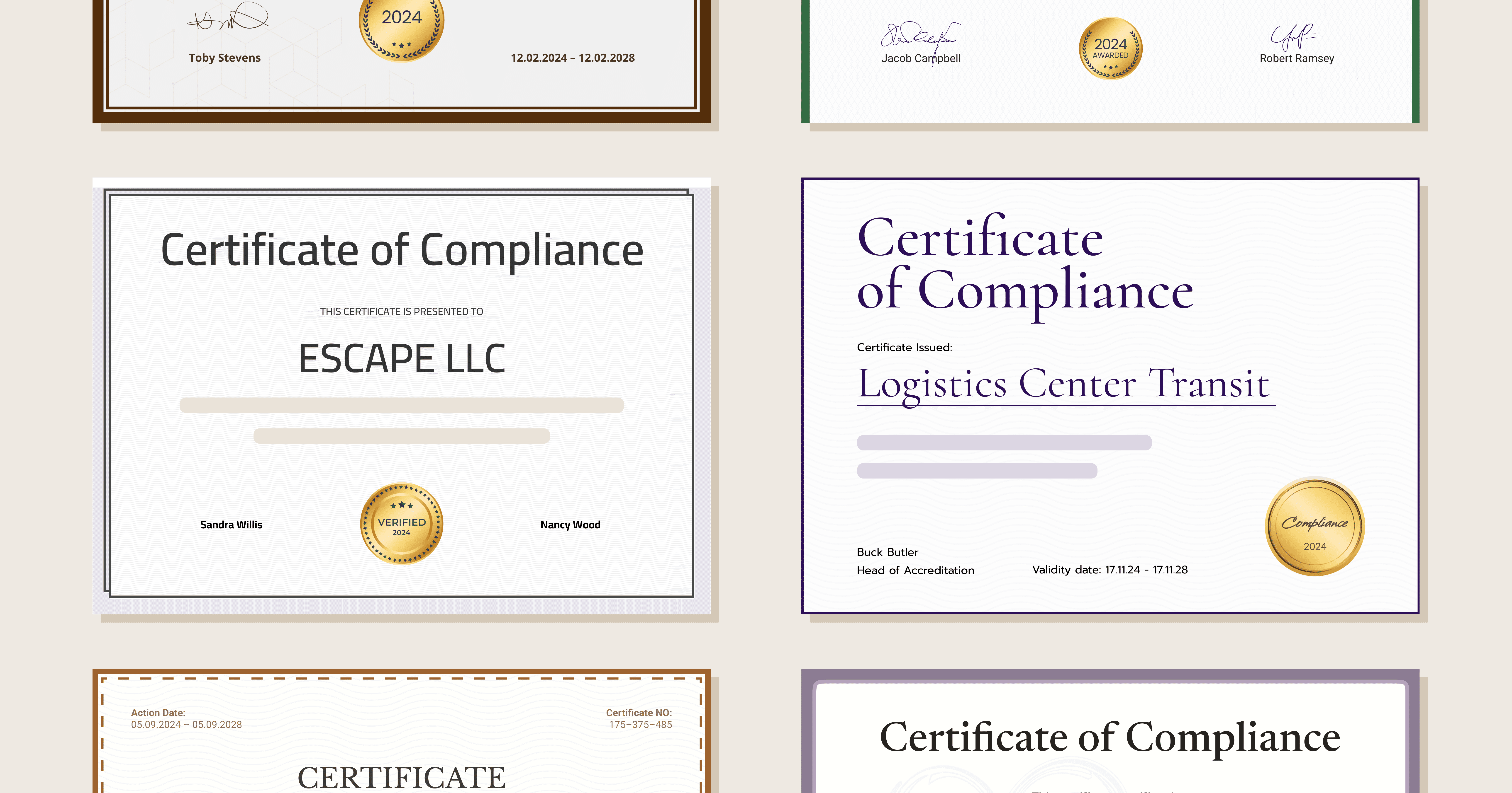 sample Compliance Certificate template