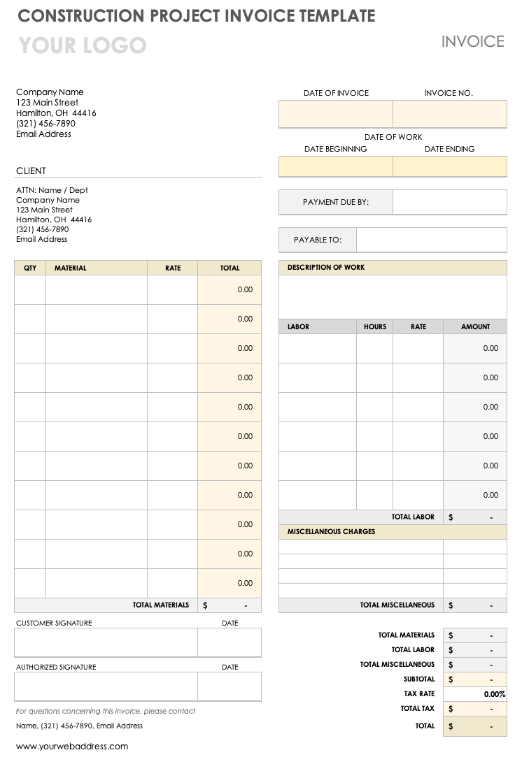 general contractor invoice template