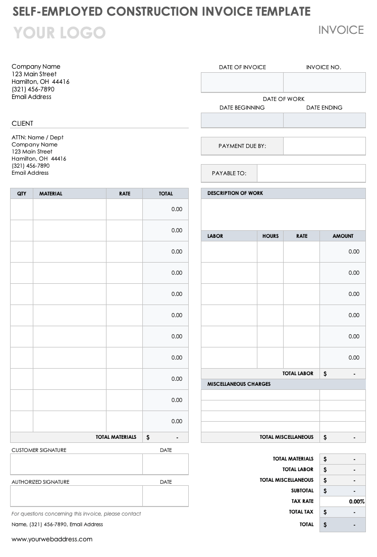 construction invoice template