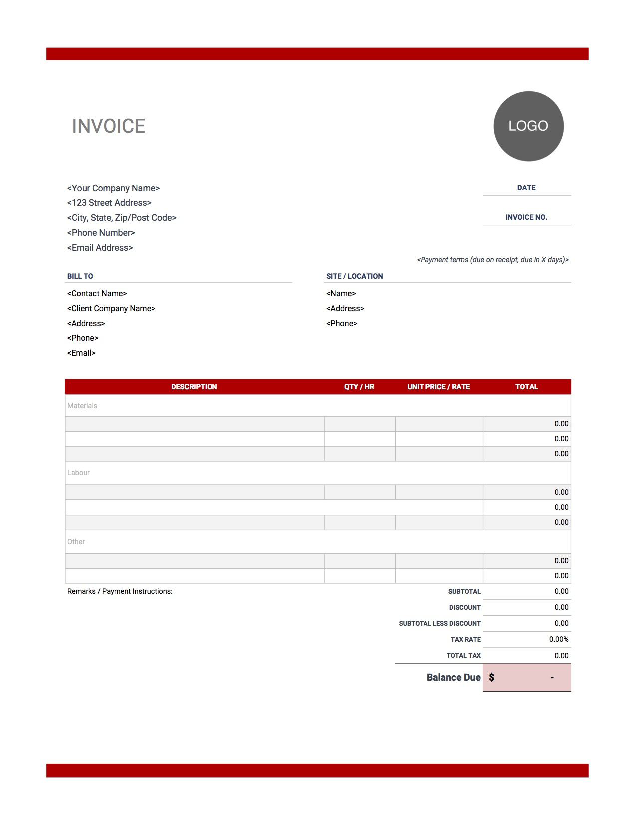 construction invoice template