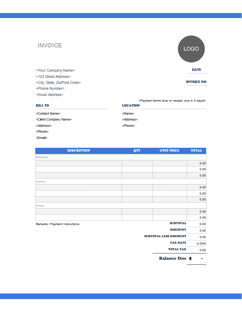 sample property maintenance invoice template