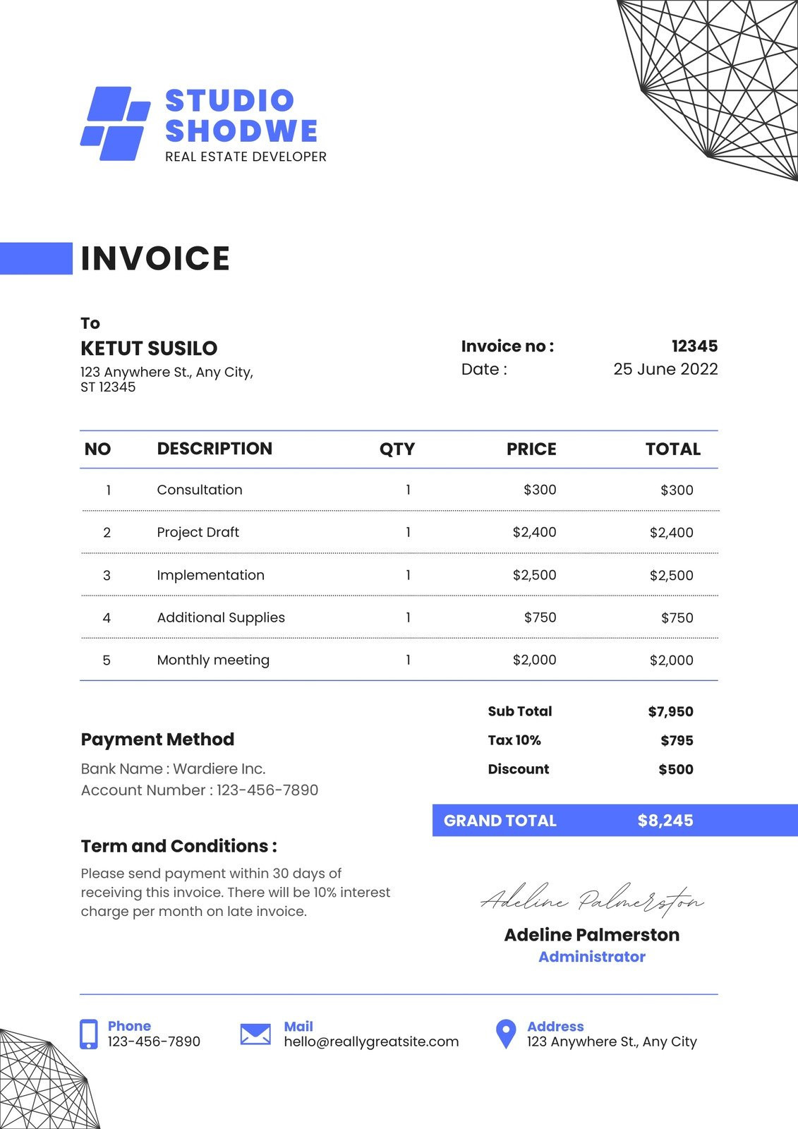 general contractor invoice template