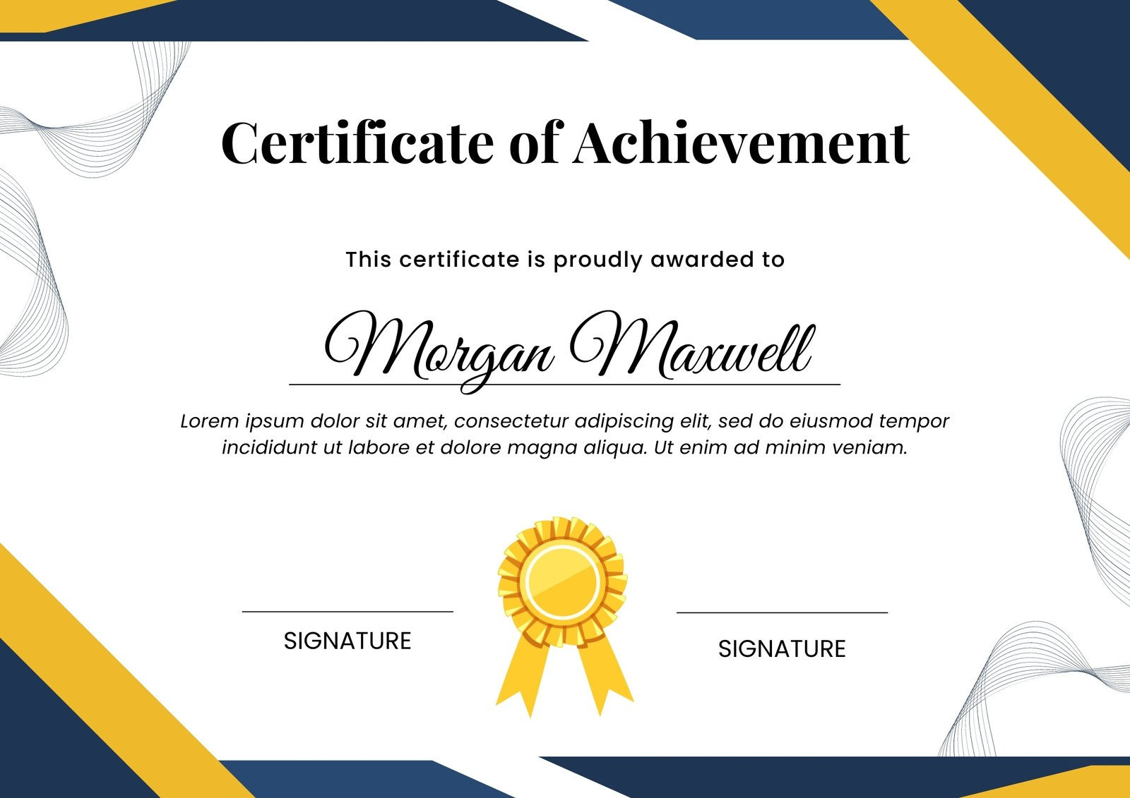 sample achievement certificate template