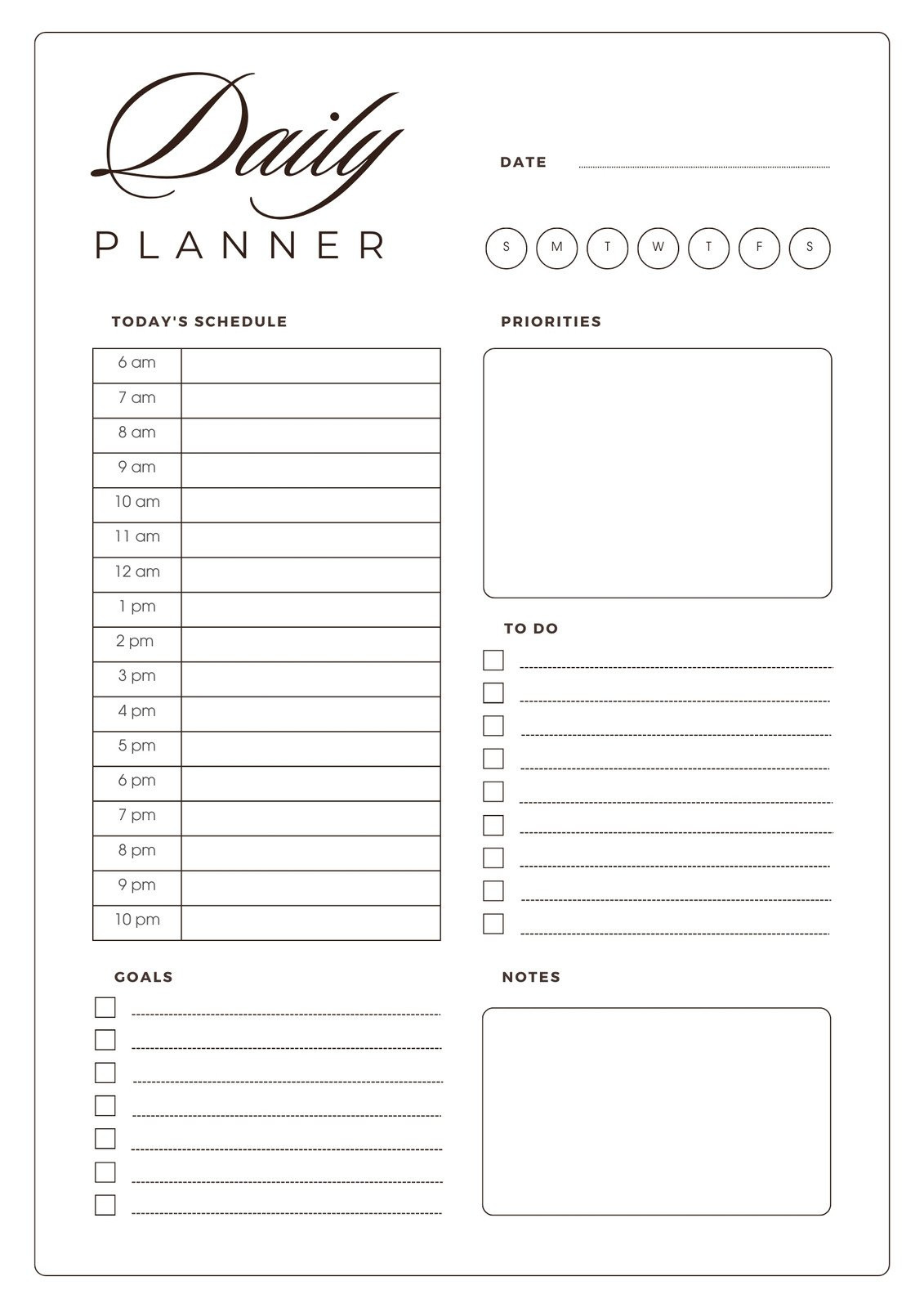 sample business planner template