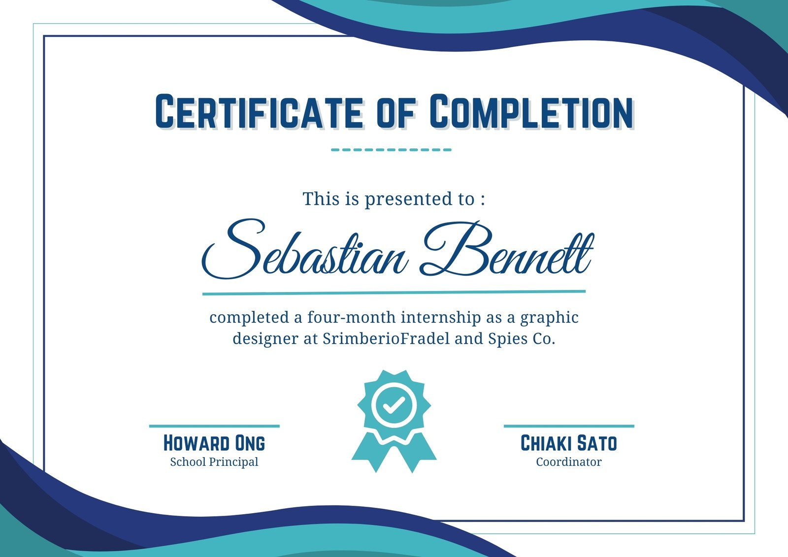 sample course completion certificate template