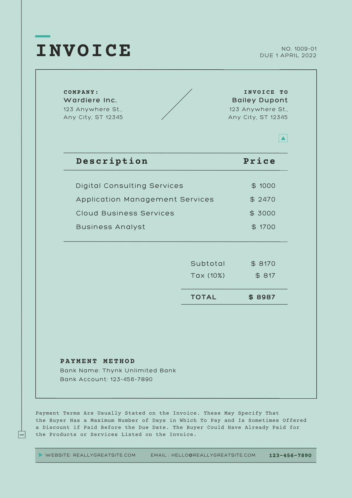 professional services invoice template