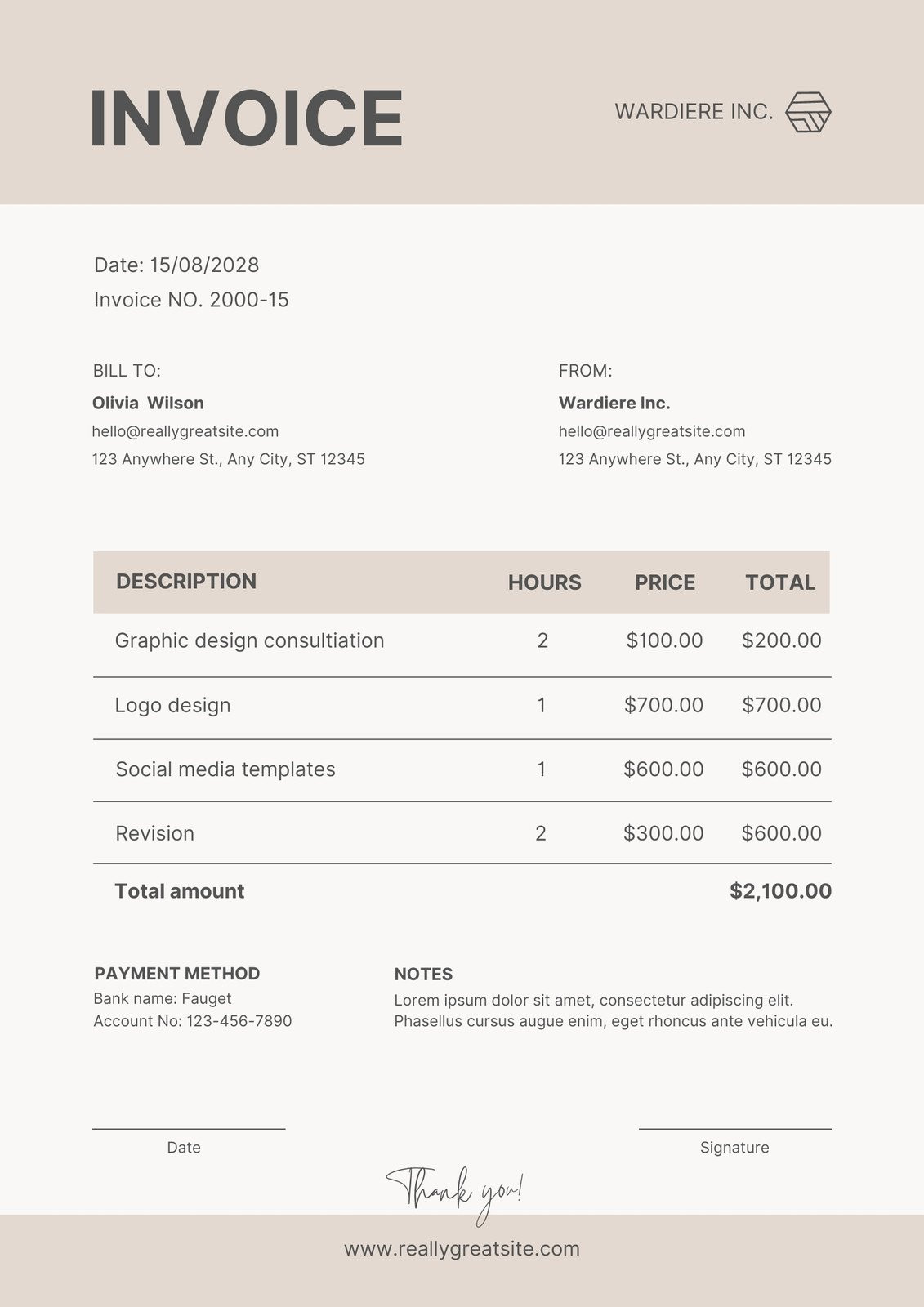 consultant service invoice template