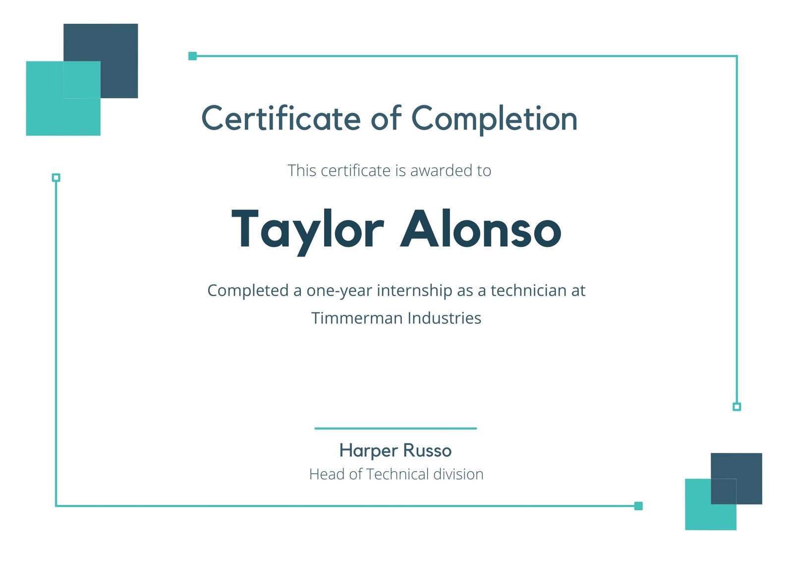 sample internship completion certificate template