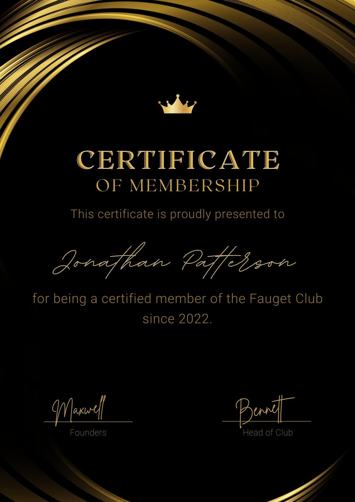 sample Membership Certificate template