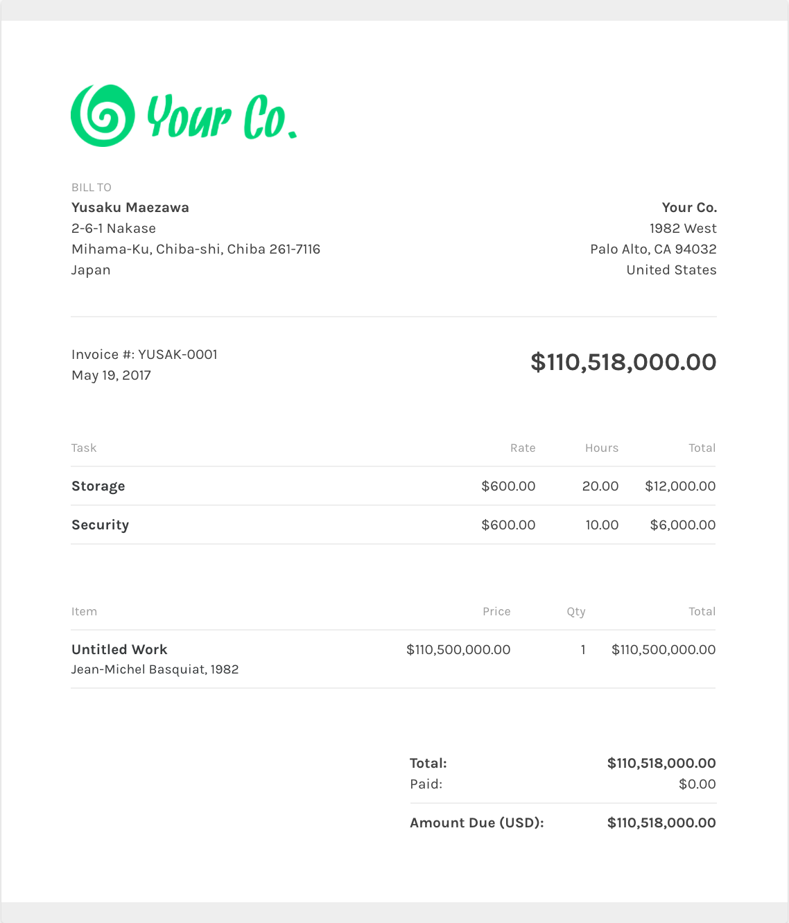 graphic design invoice template