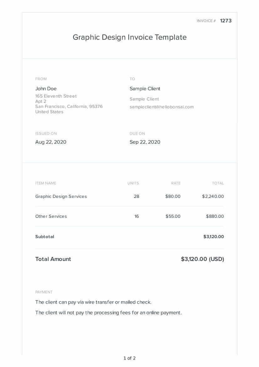 invoice for designer template