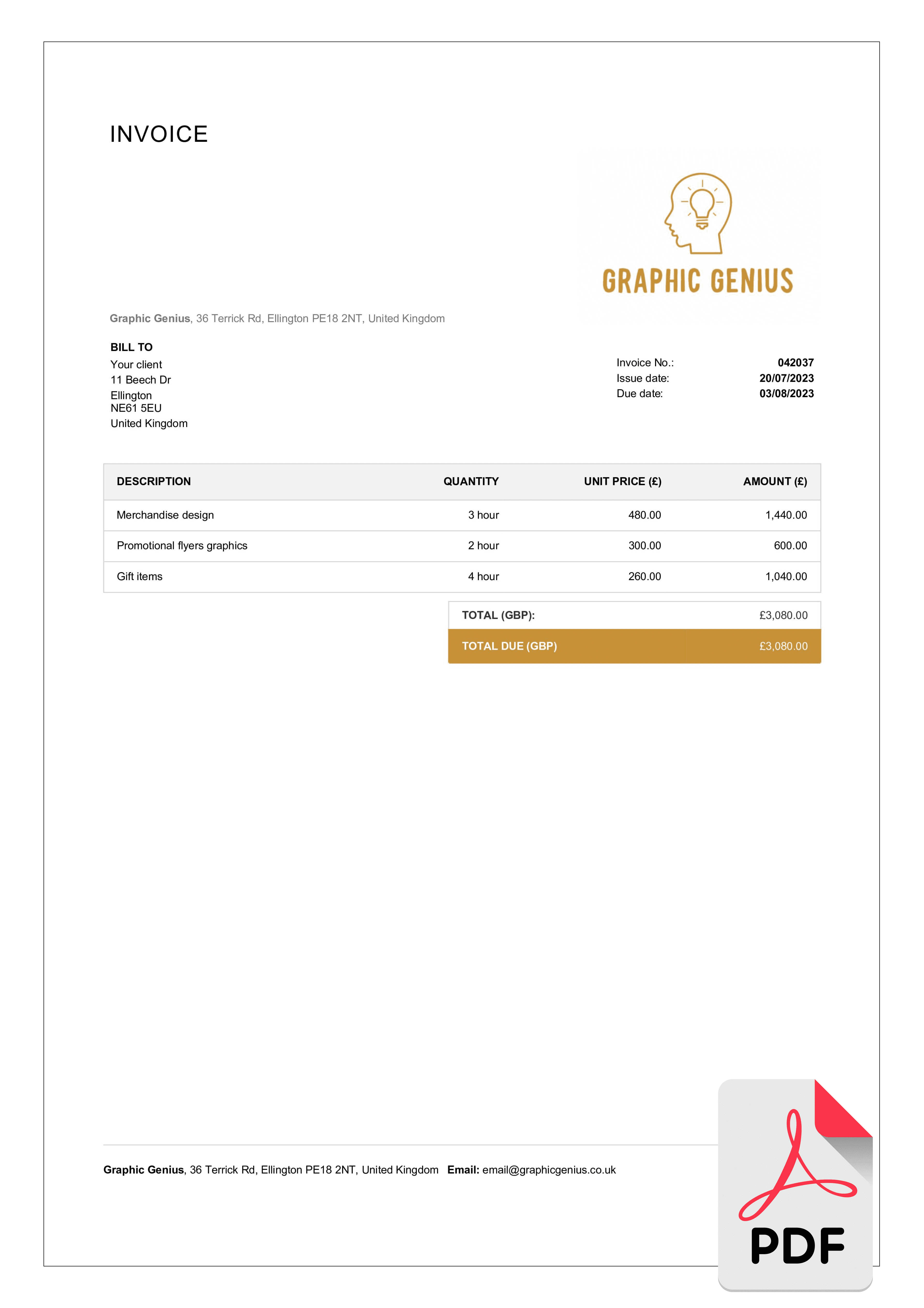 invoice for designer template