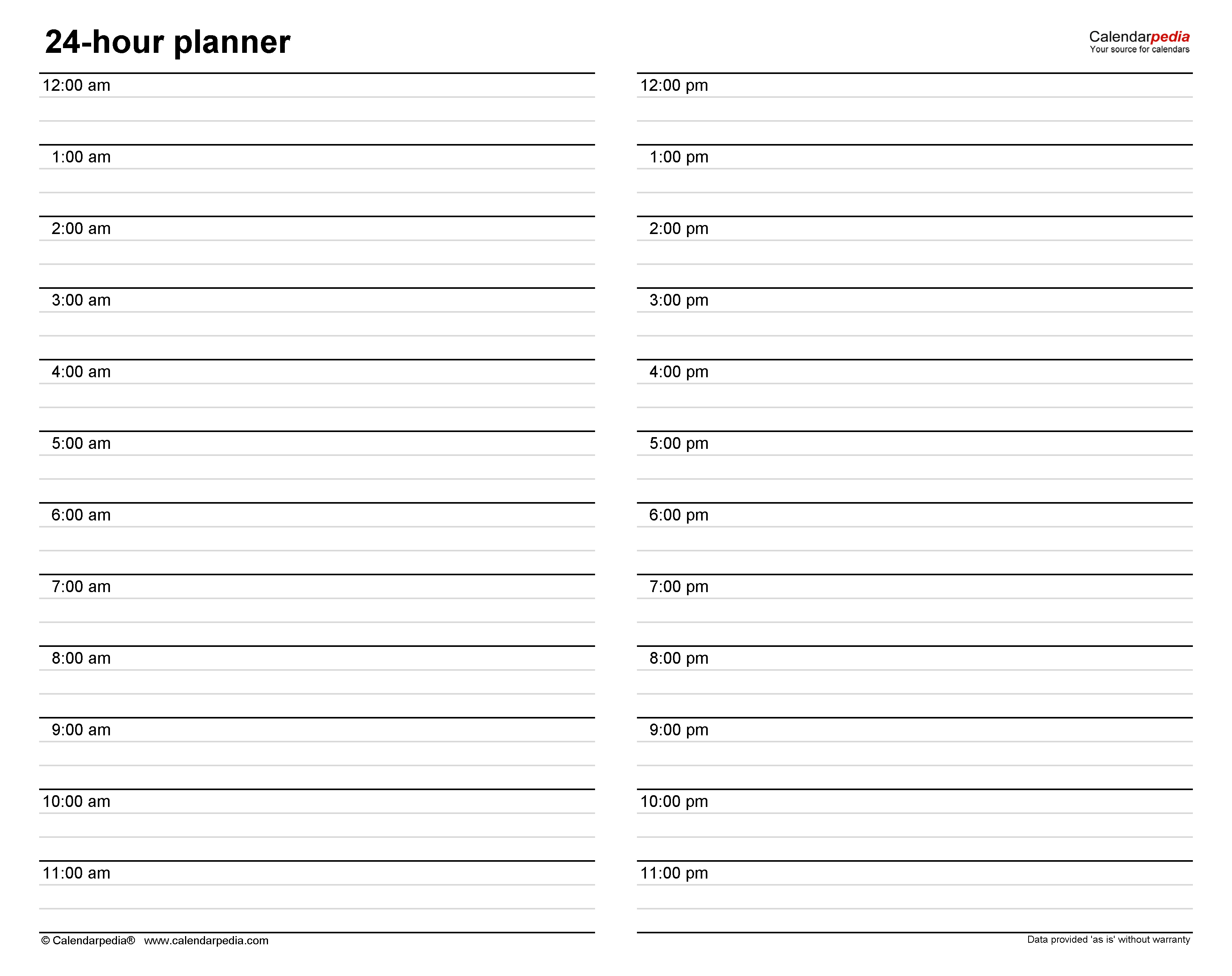 sample hourly planning template