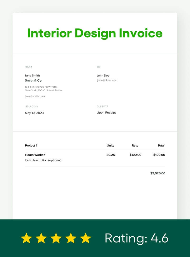 interior design invoice template