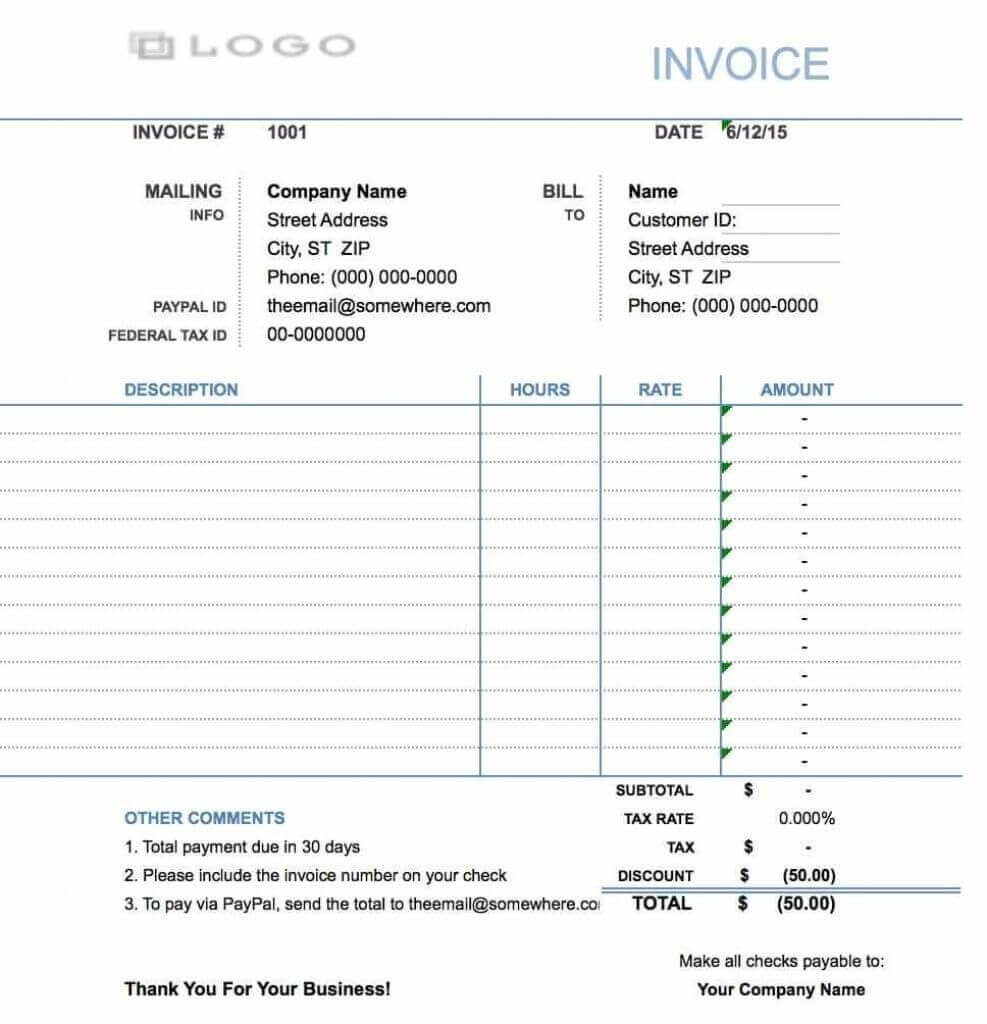 invoice for work hours template