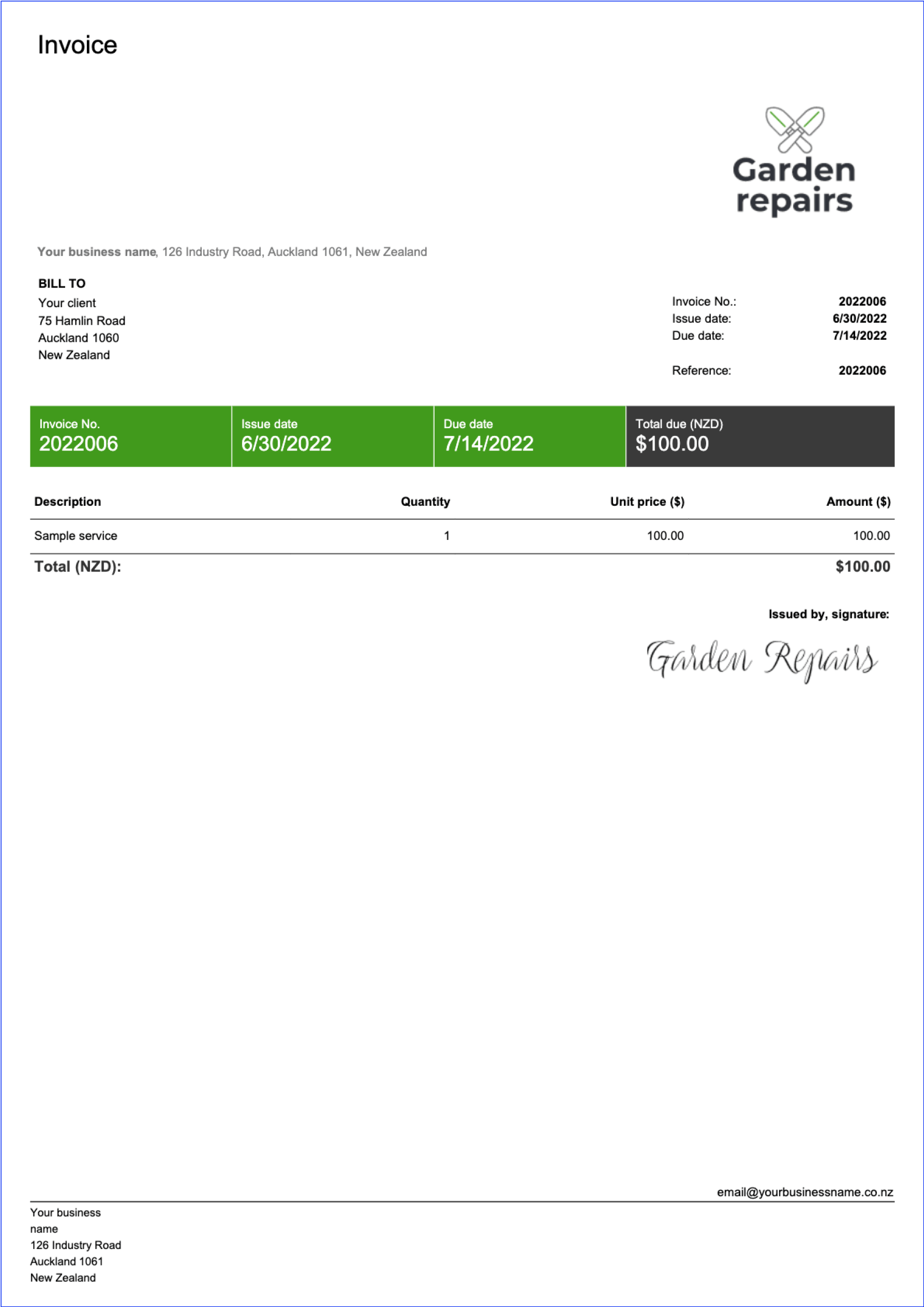 sample sole proprietor invoice template