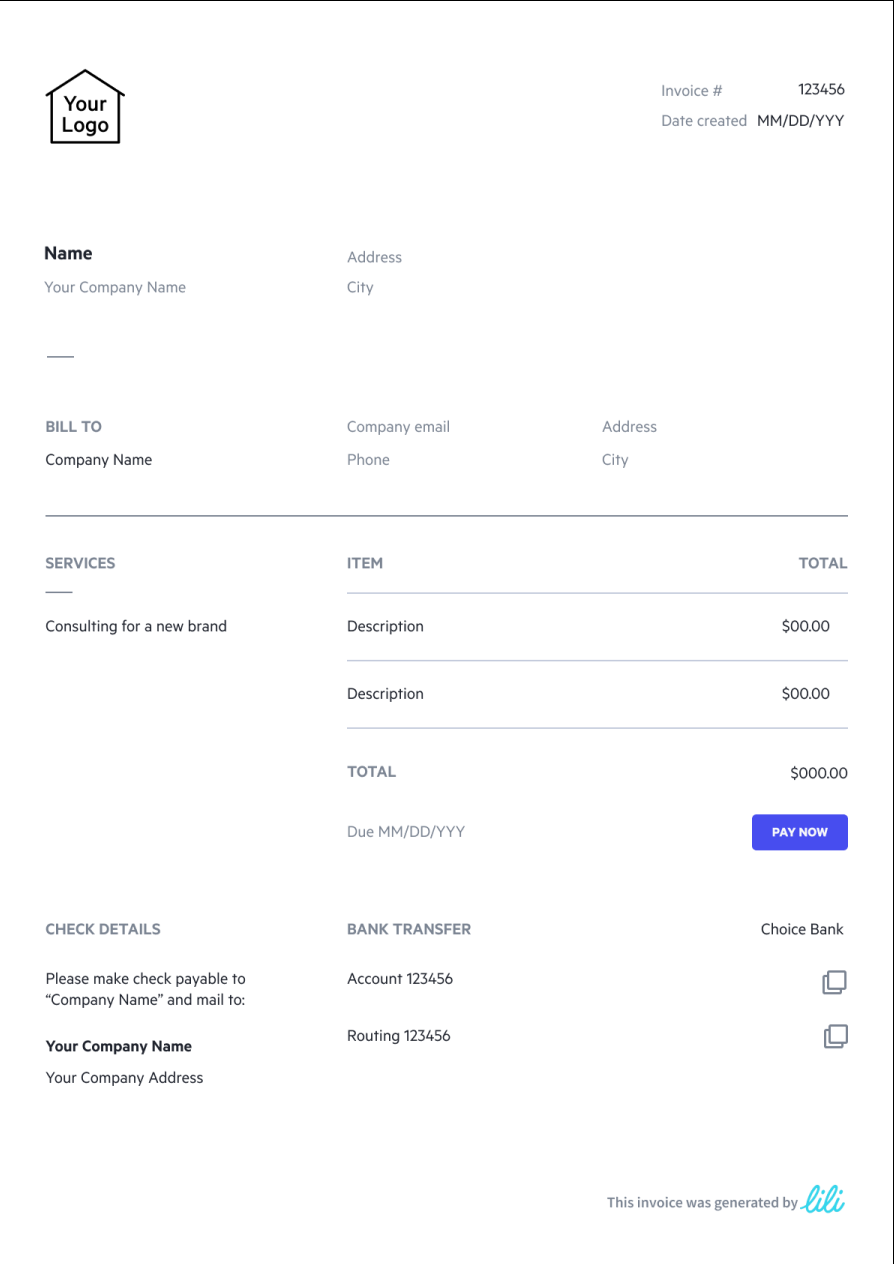 sample wire transfer invoice template