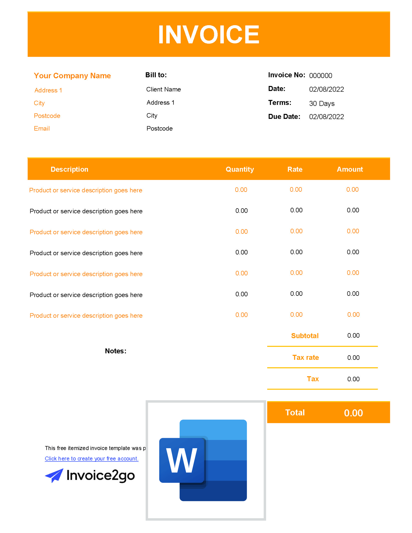 itemized invoice template