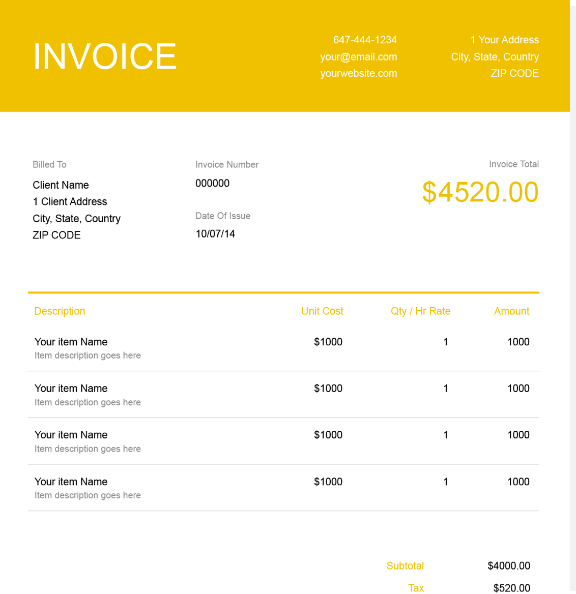 sample invoice for massage therapy template