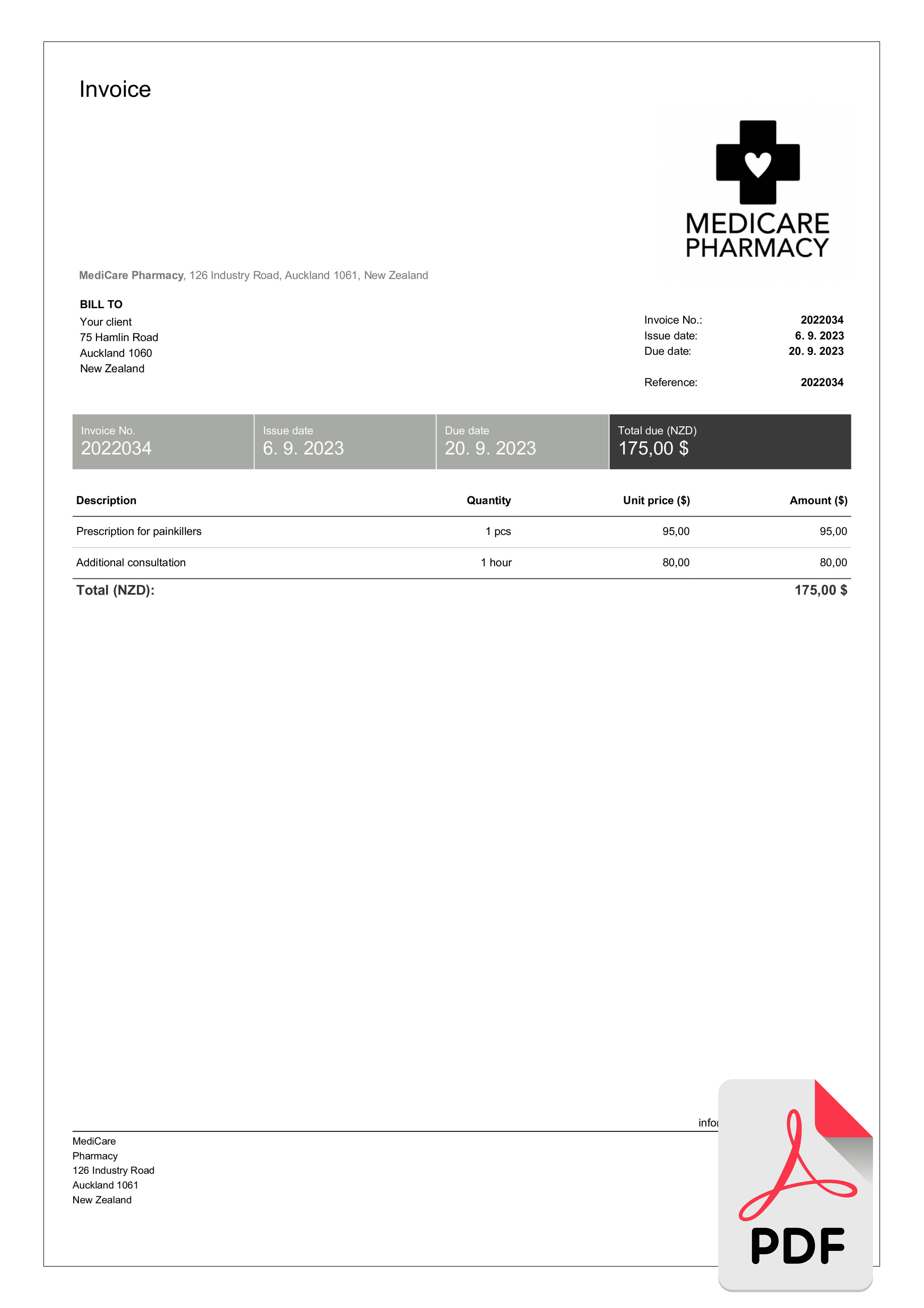 sample invoice for doctors template