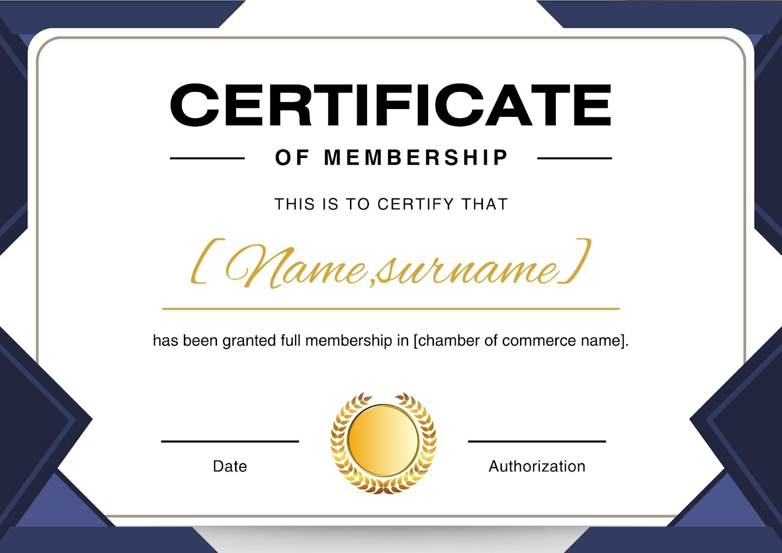 sample Membership Certificate template