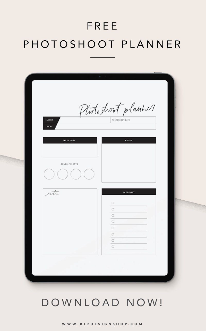 sample photoshoot planning template