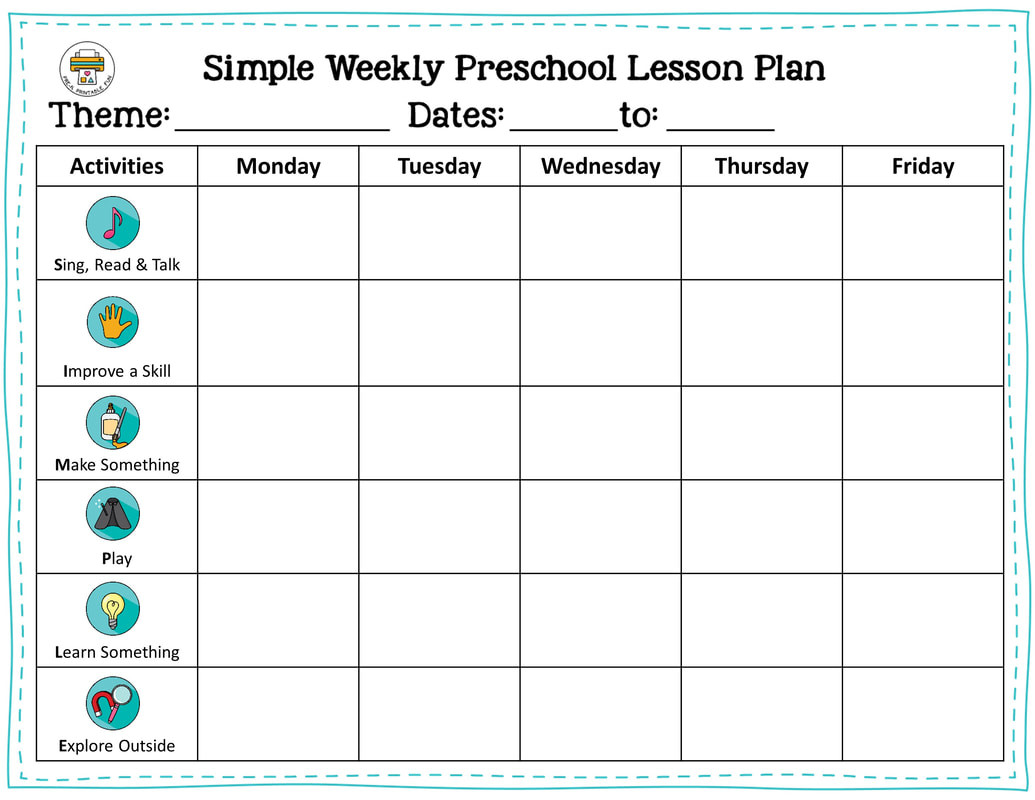 sample preschool lesson planner template