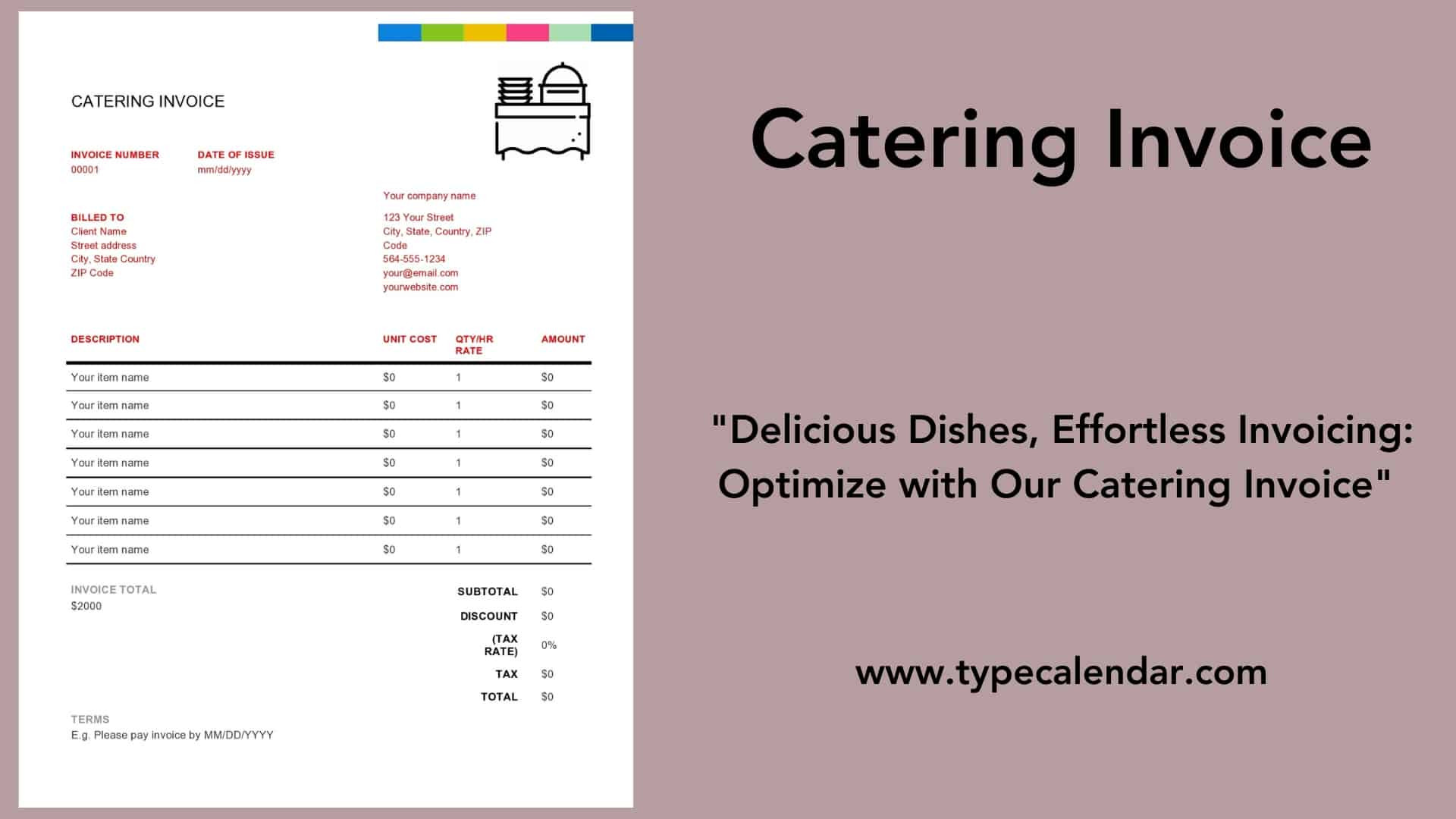 sample BBQ catering invoice template