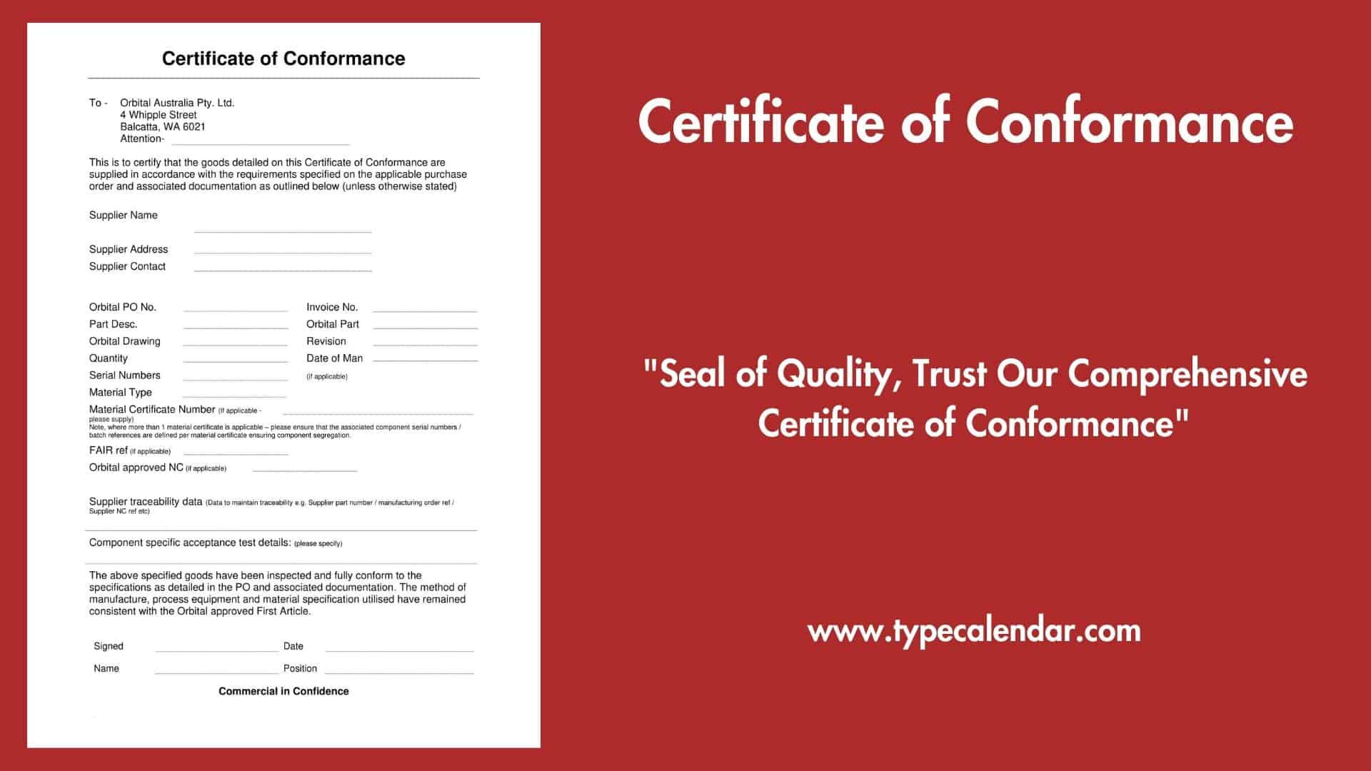 sample conformity certificate template