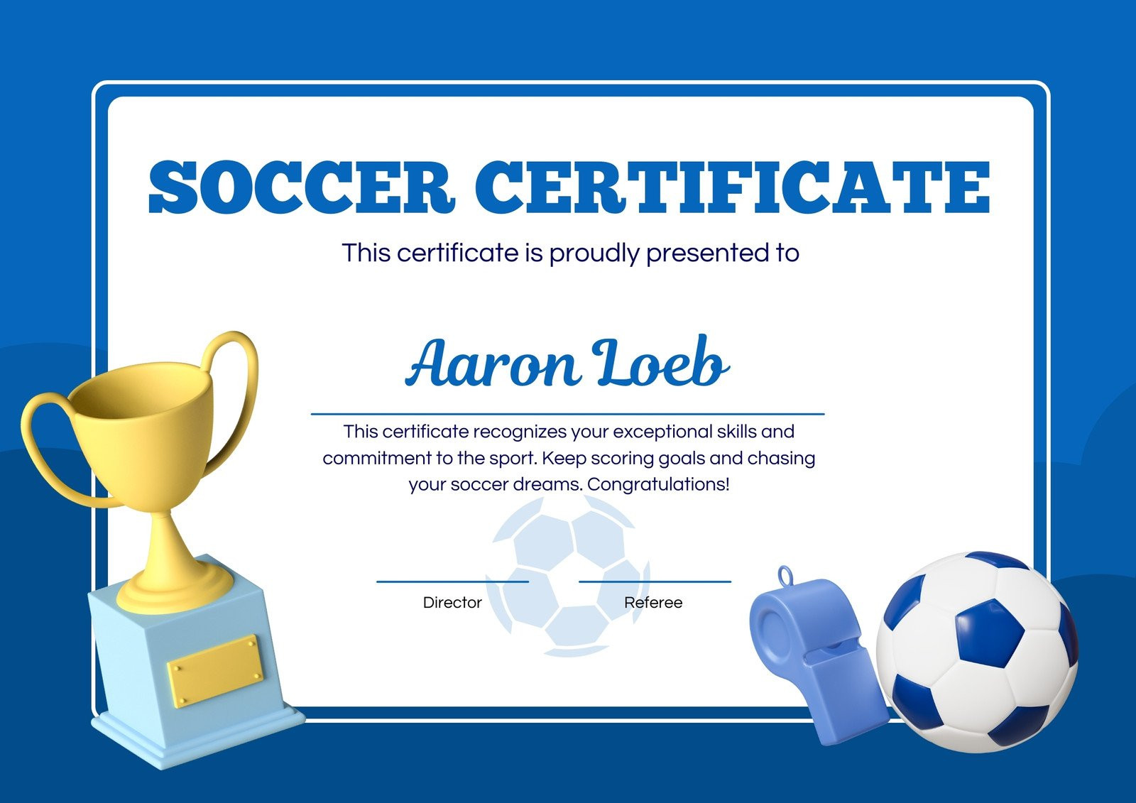 sample soccer award certificate template