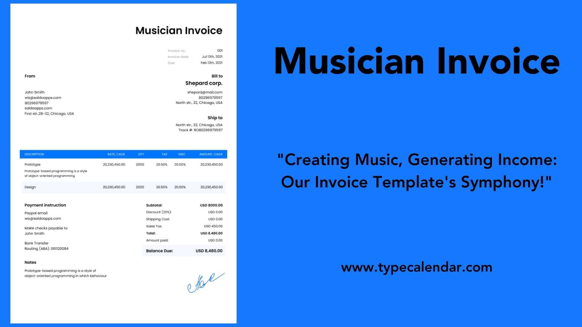 music invoice template