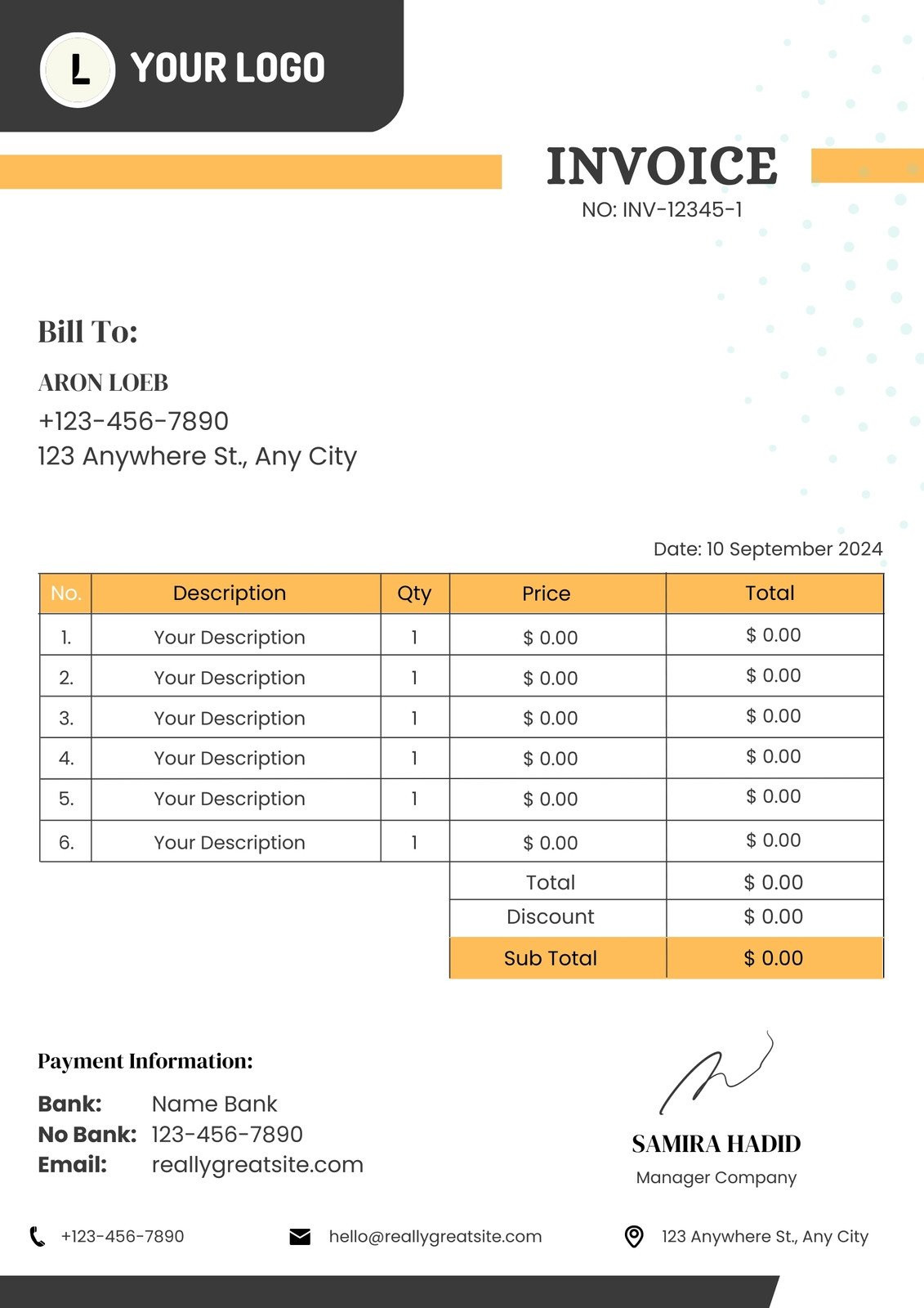 sample customized invoice template