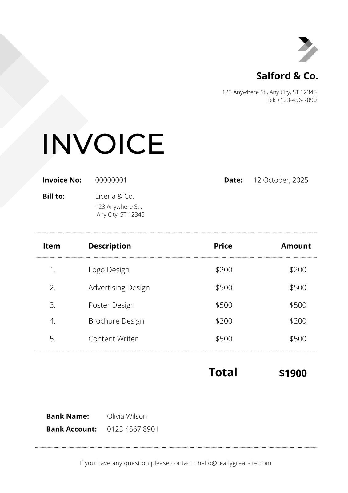 sample basic invoice template