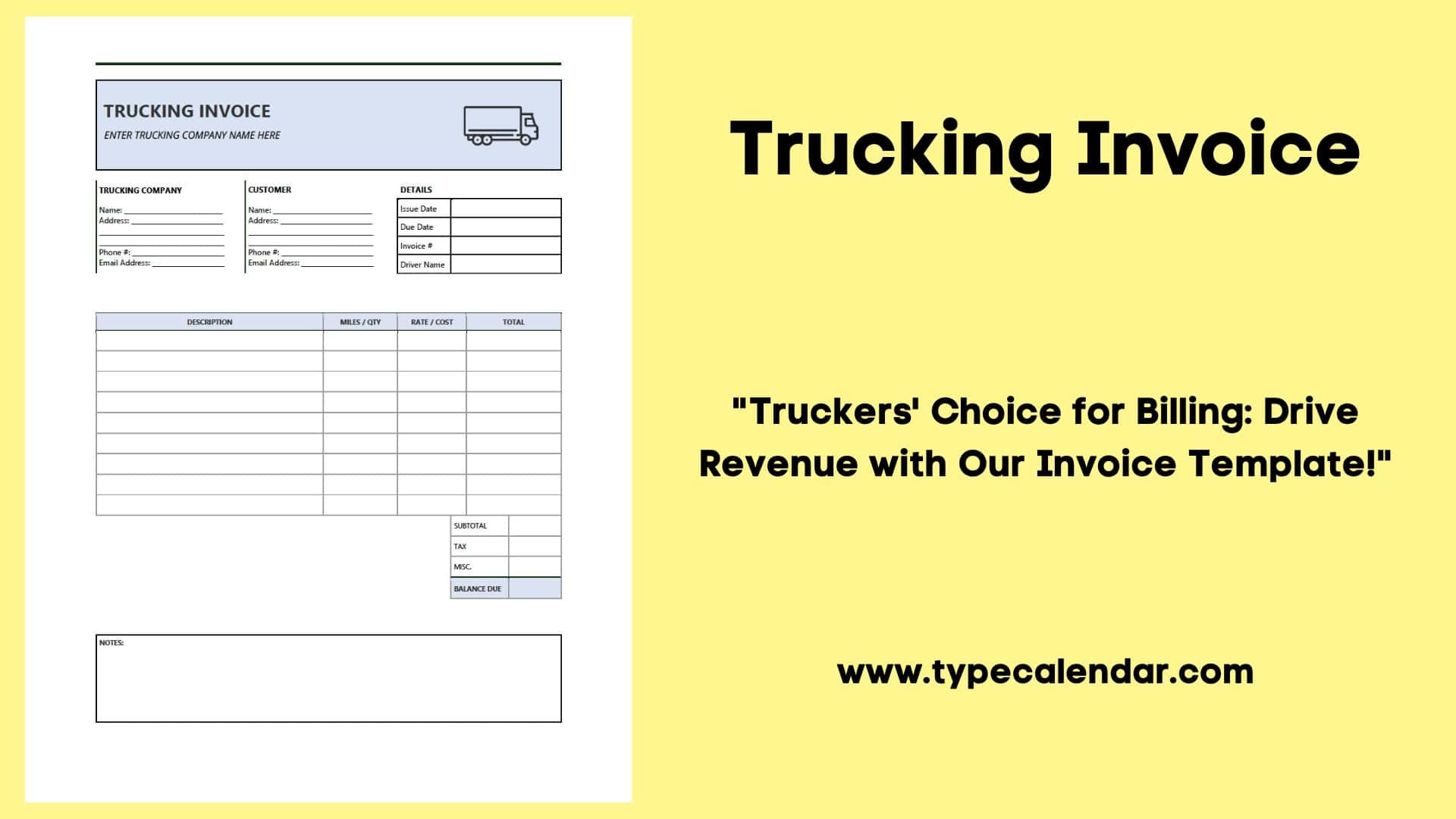 sample truck load invoice template