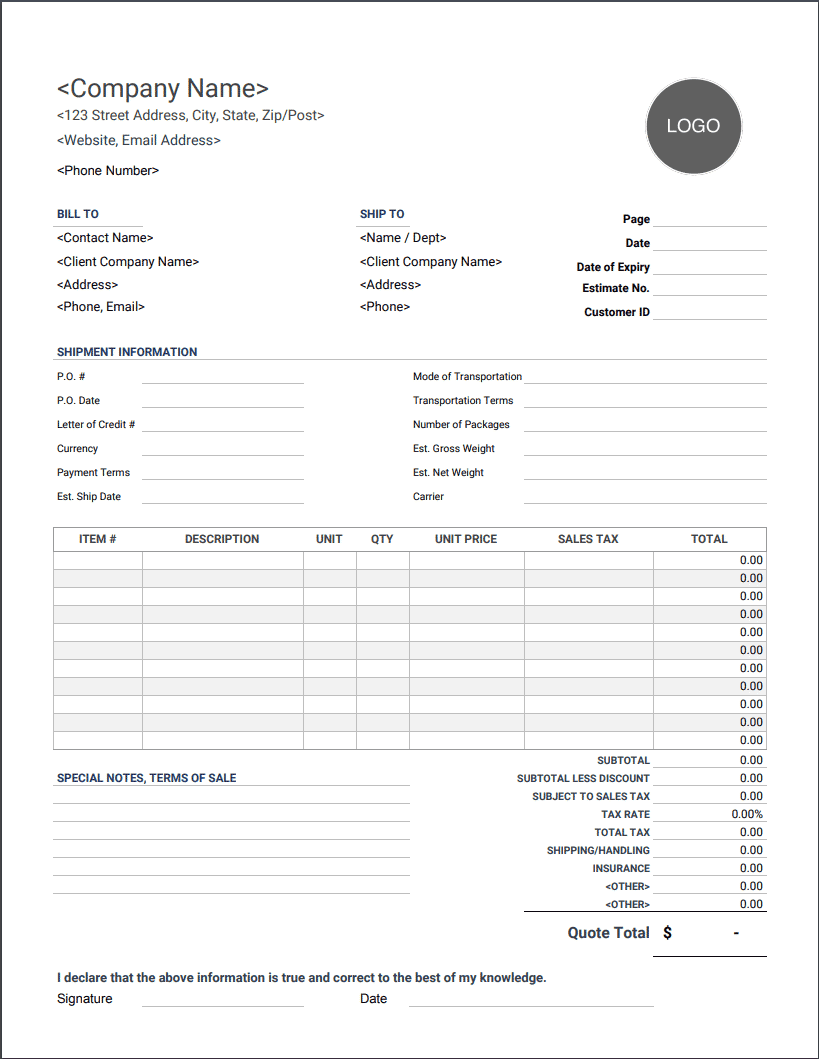 sample formal invoice template