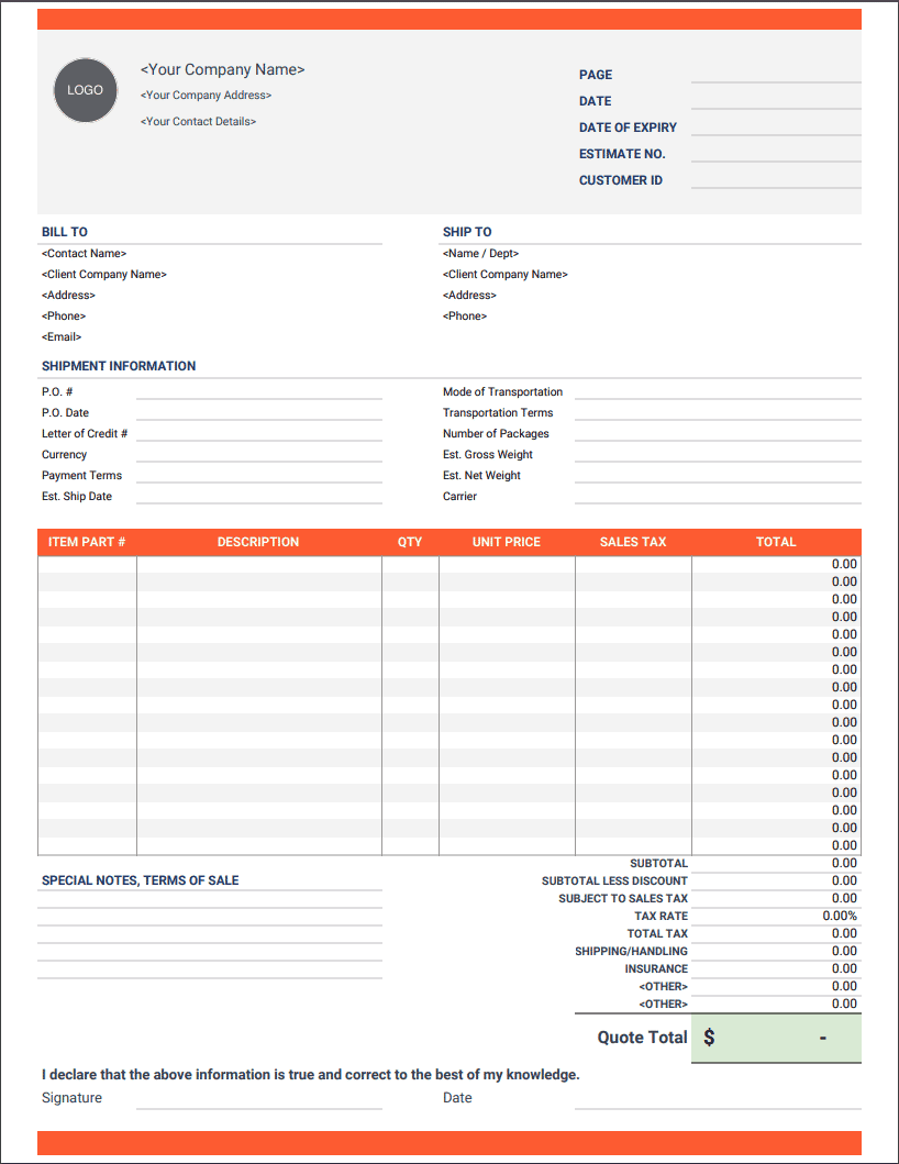 sample formal invoice template