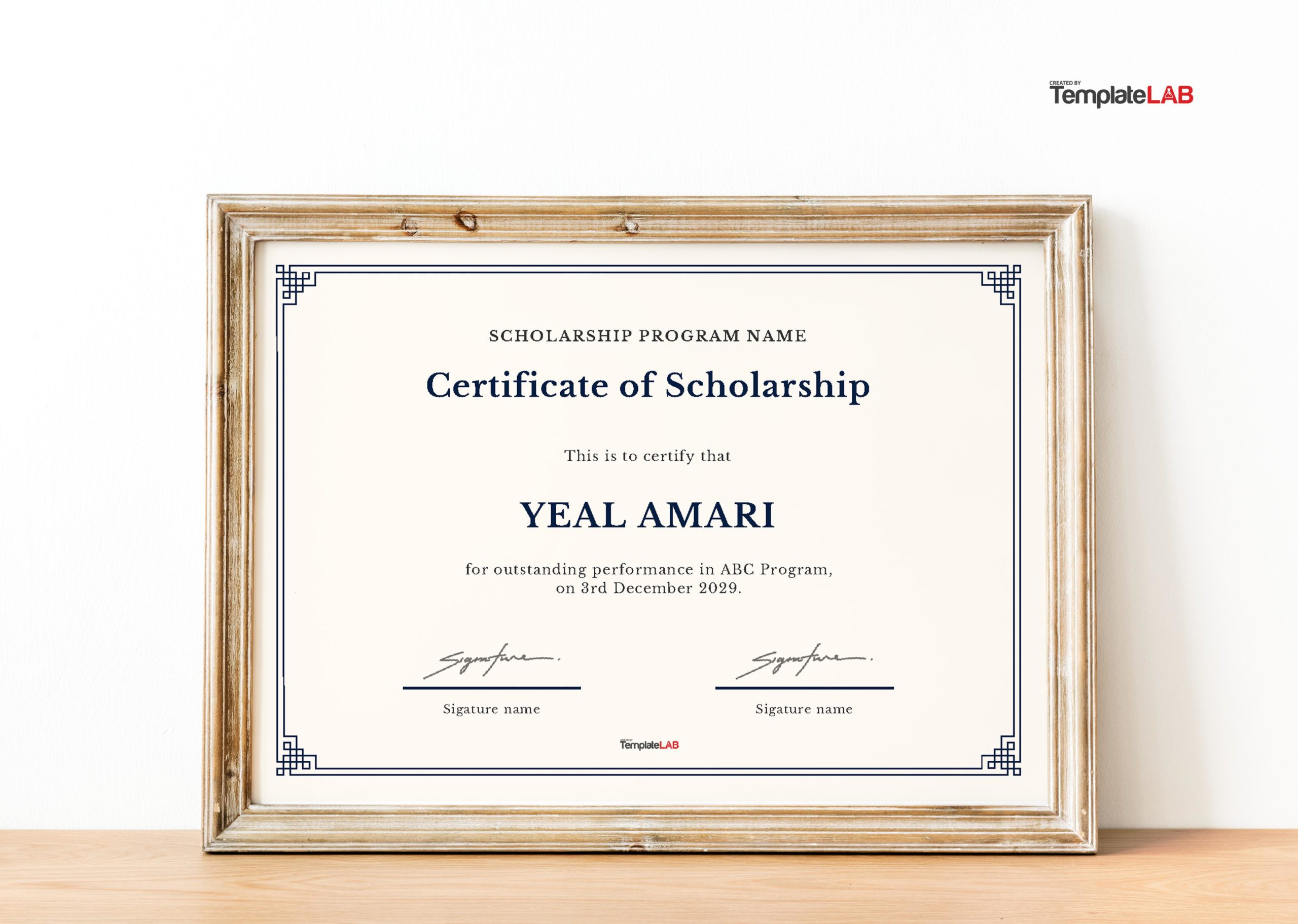 sample scholarship award certificate template