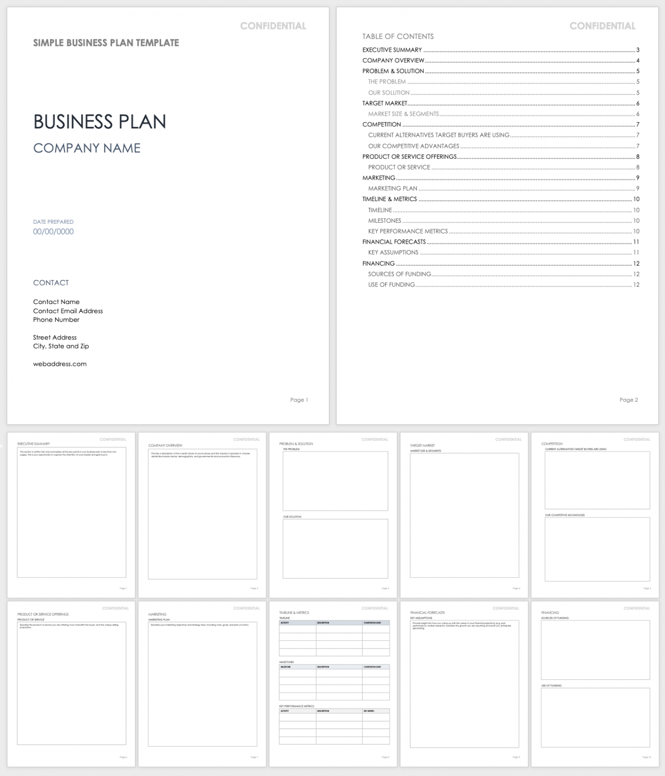 sample small business planning template