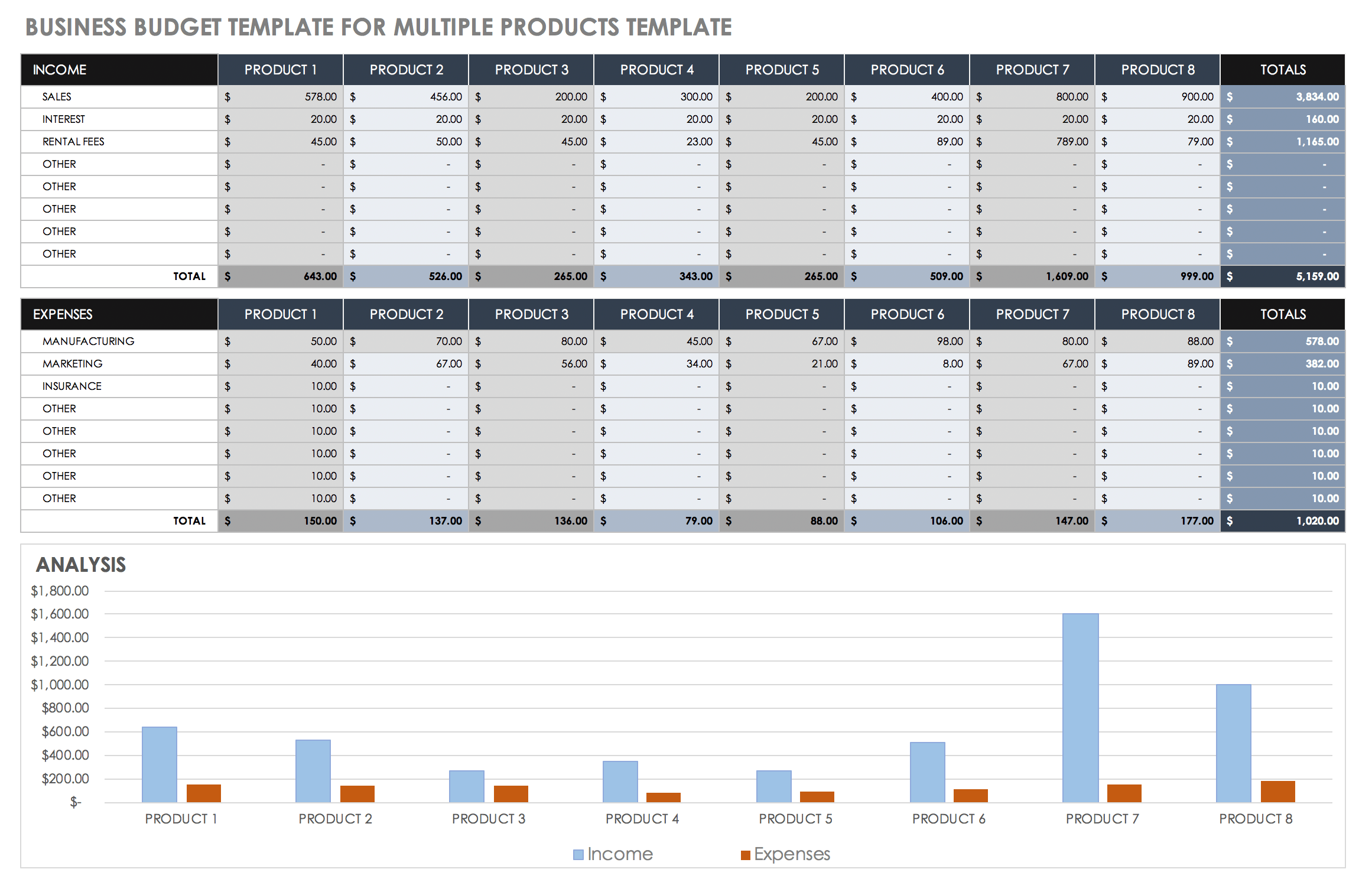 sample company budget template