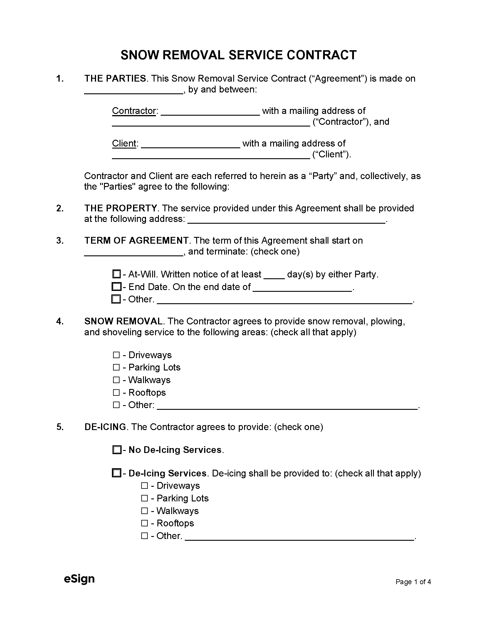 sample snow removal estimate template