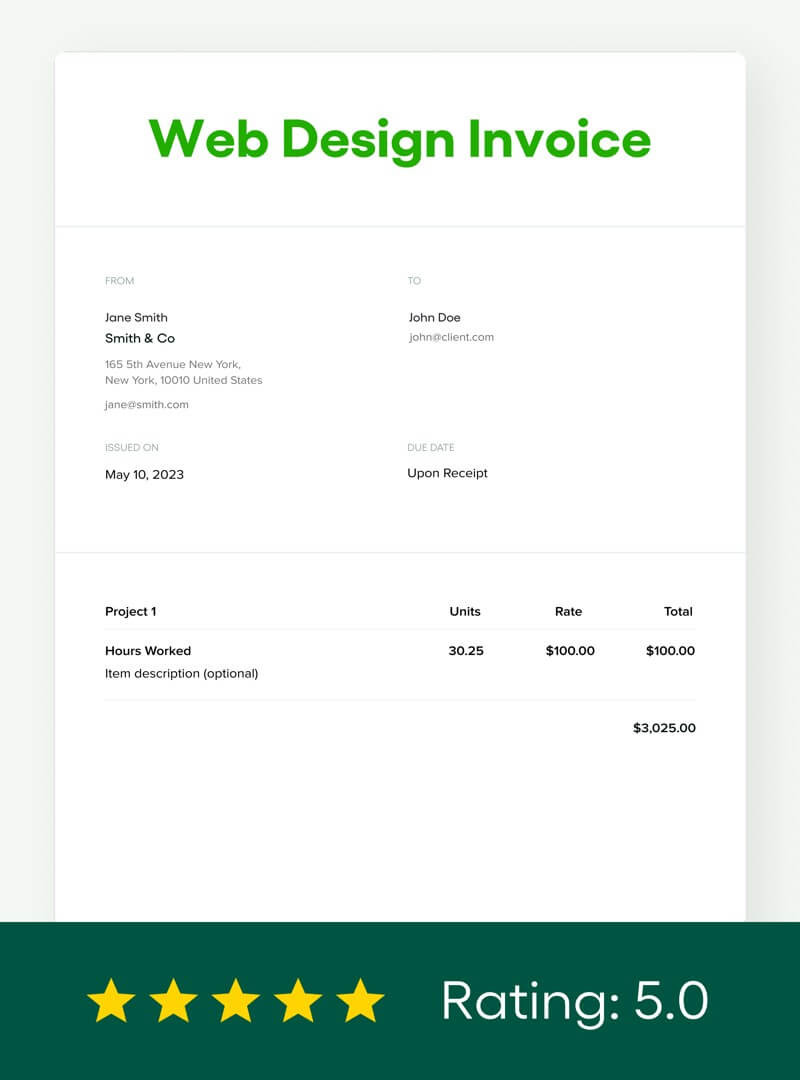 sample web designer invoice template