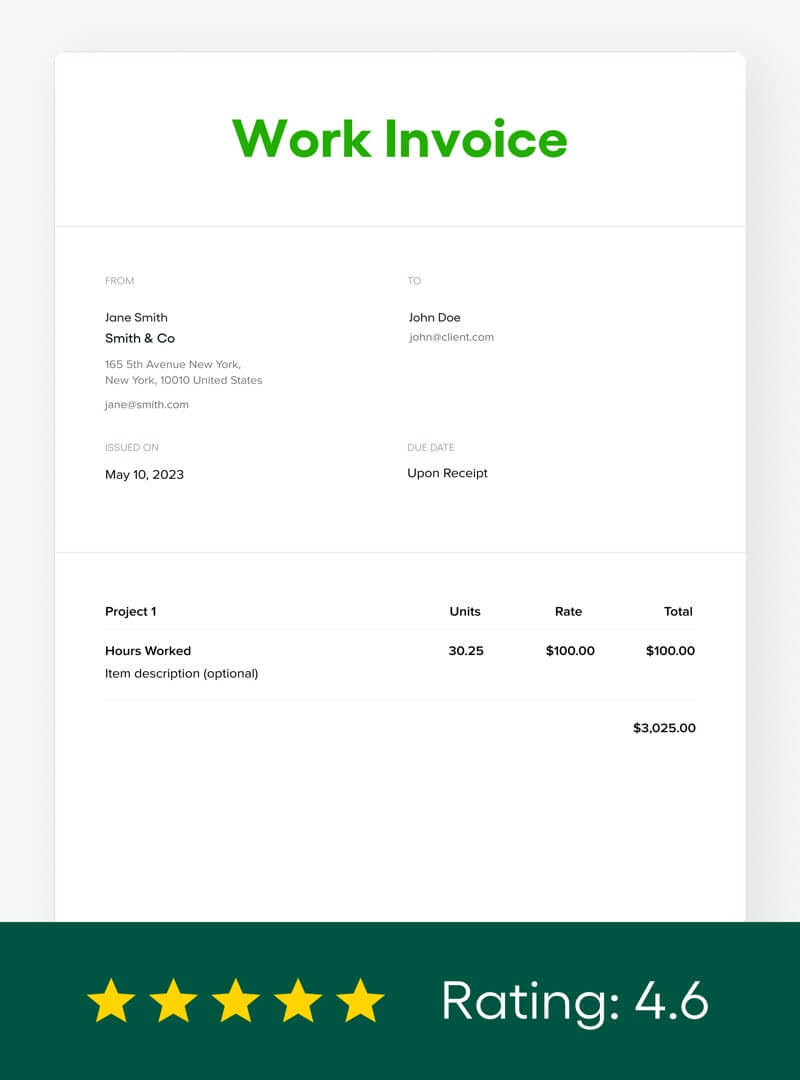 sample works invoice template